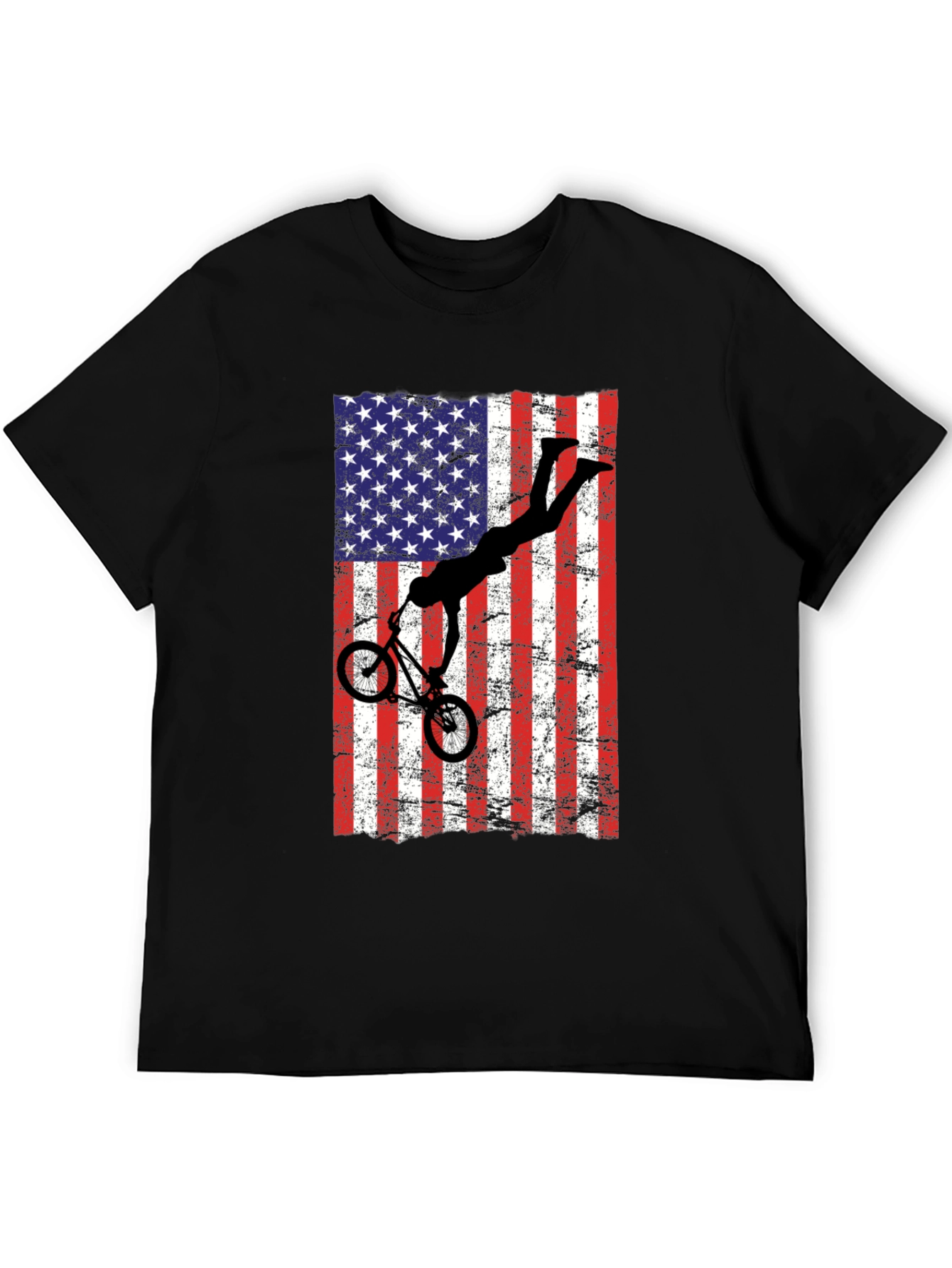 American Flag BMX T-Shirt - Patriotic Bike Rider