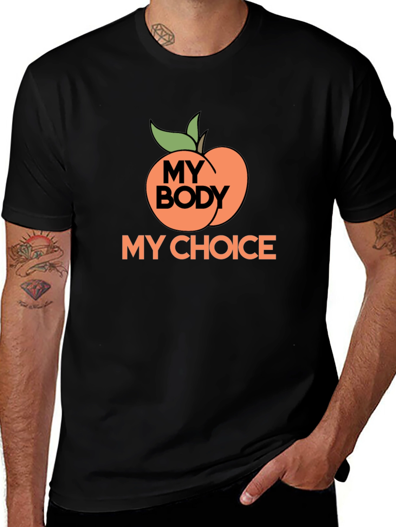 My Body My Choice Peach Graphic T-Shirt