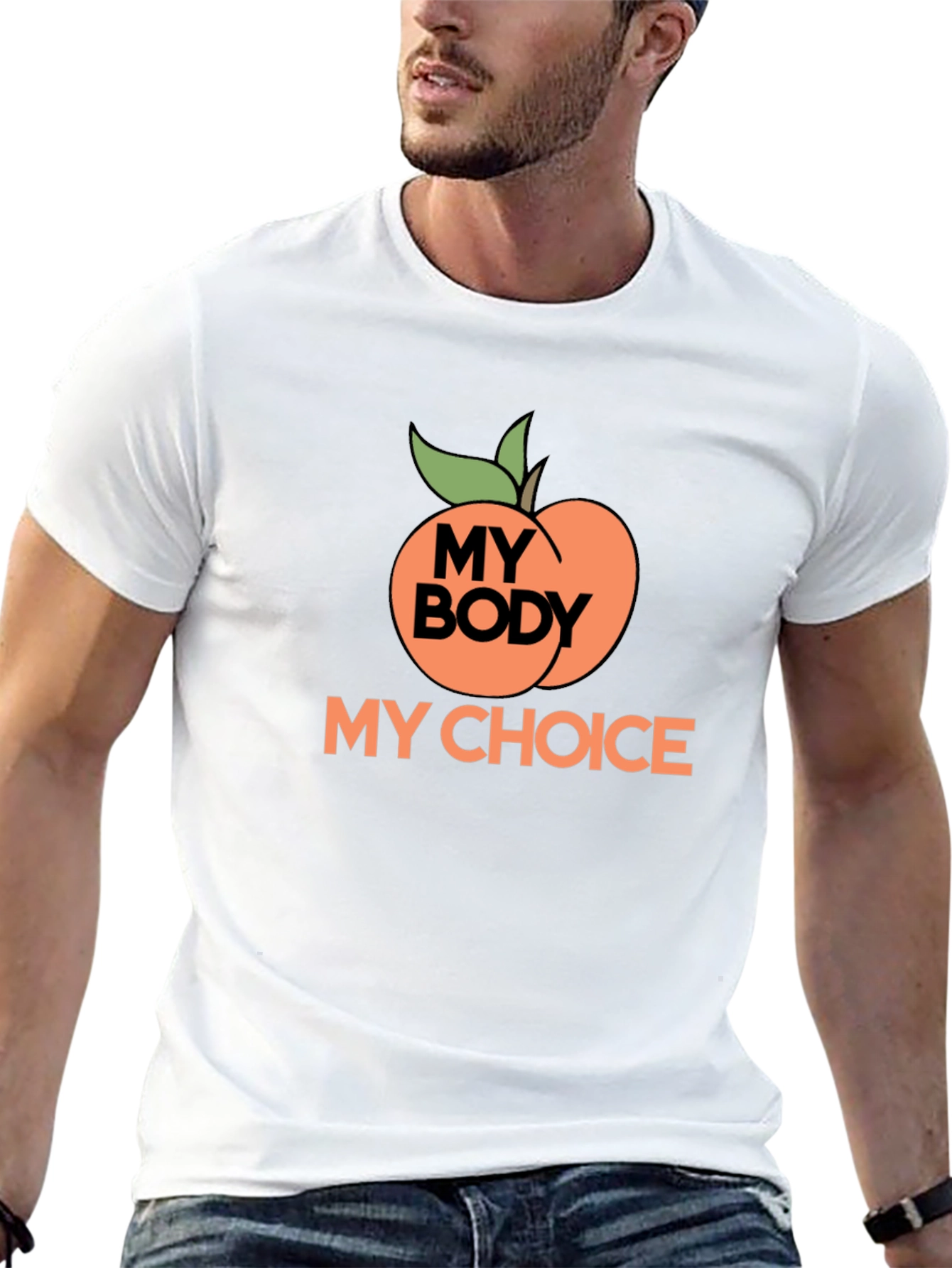 My Body My Choice Peach Graphic T-Shirt