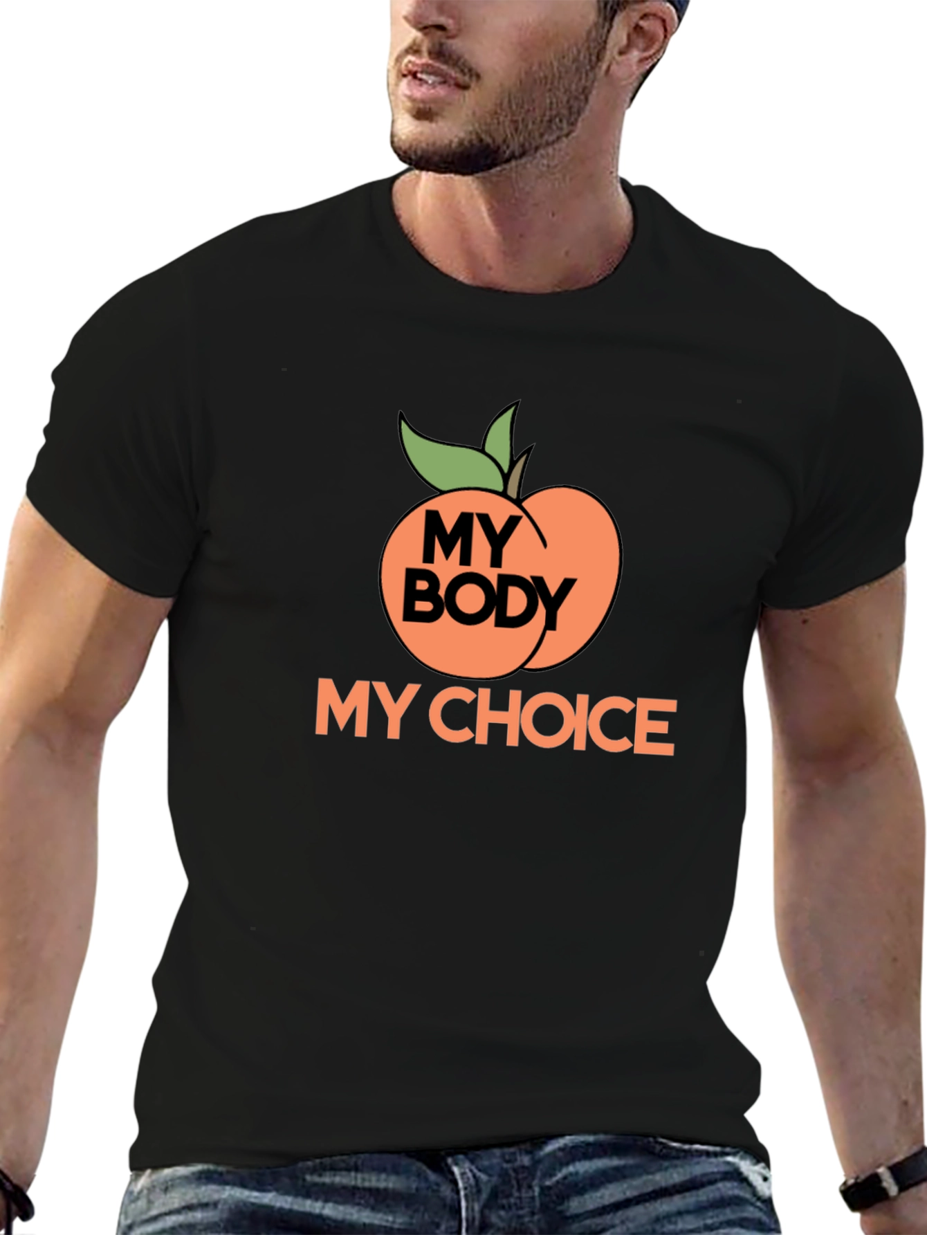 My Body My Choice Peach Graphic T-Shirt