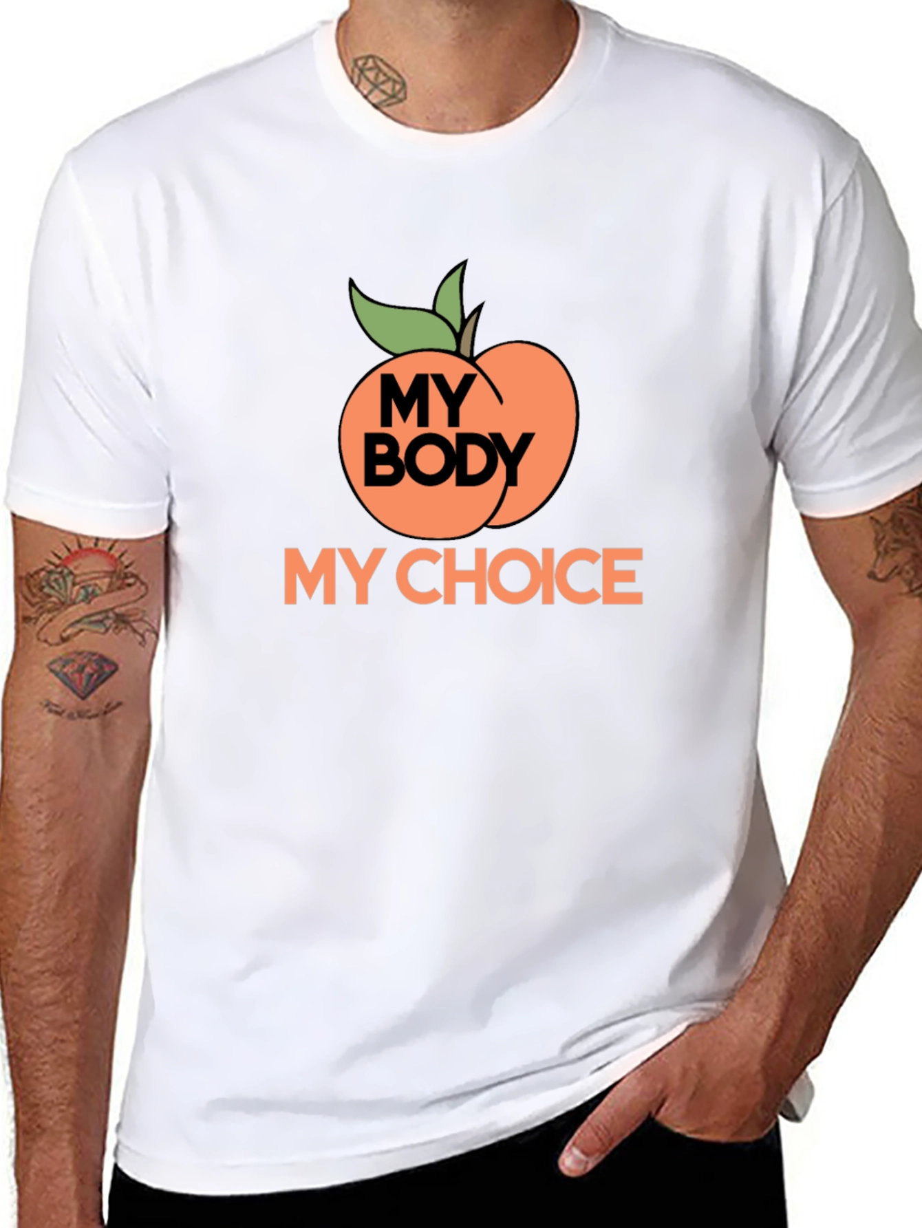 My Body My Choice Peach Graphic T-Shirt