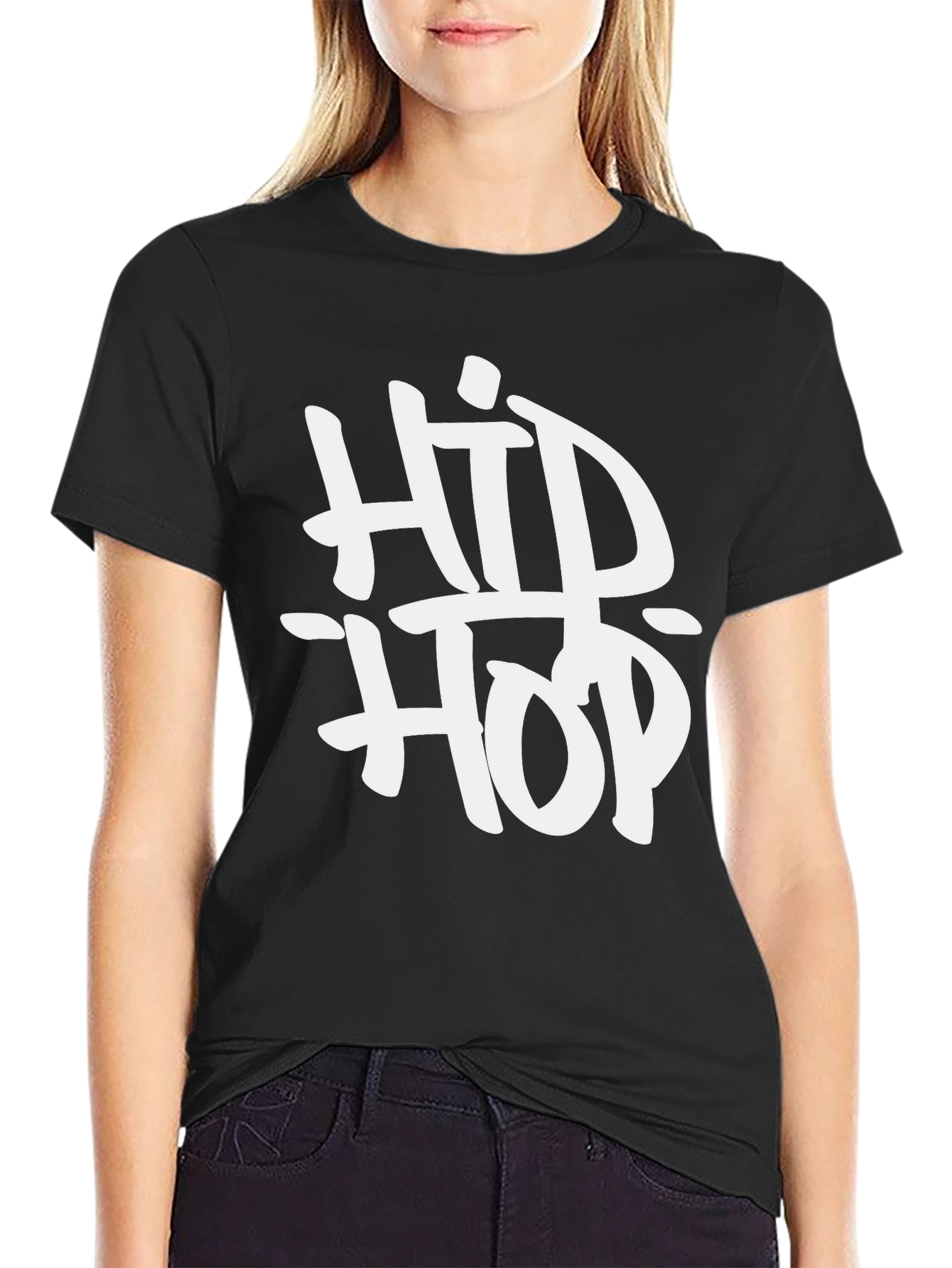 Hip Hop Graphic Print Black T-Shirt