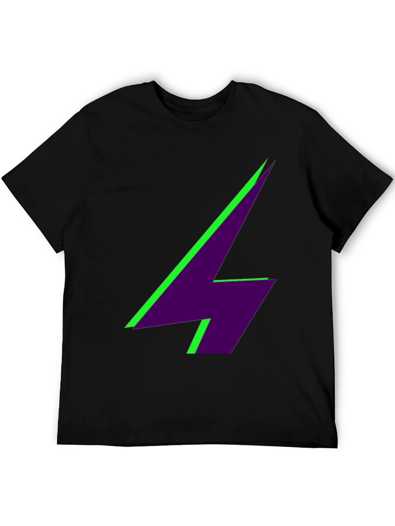 Geometric Lightning Bolt Graphic Tee - Black