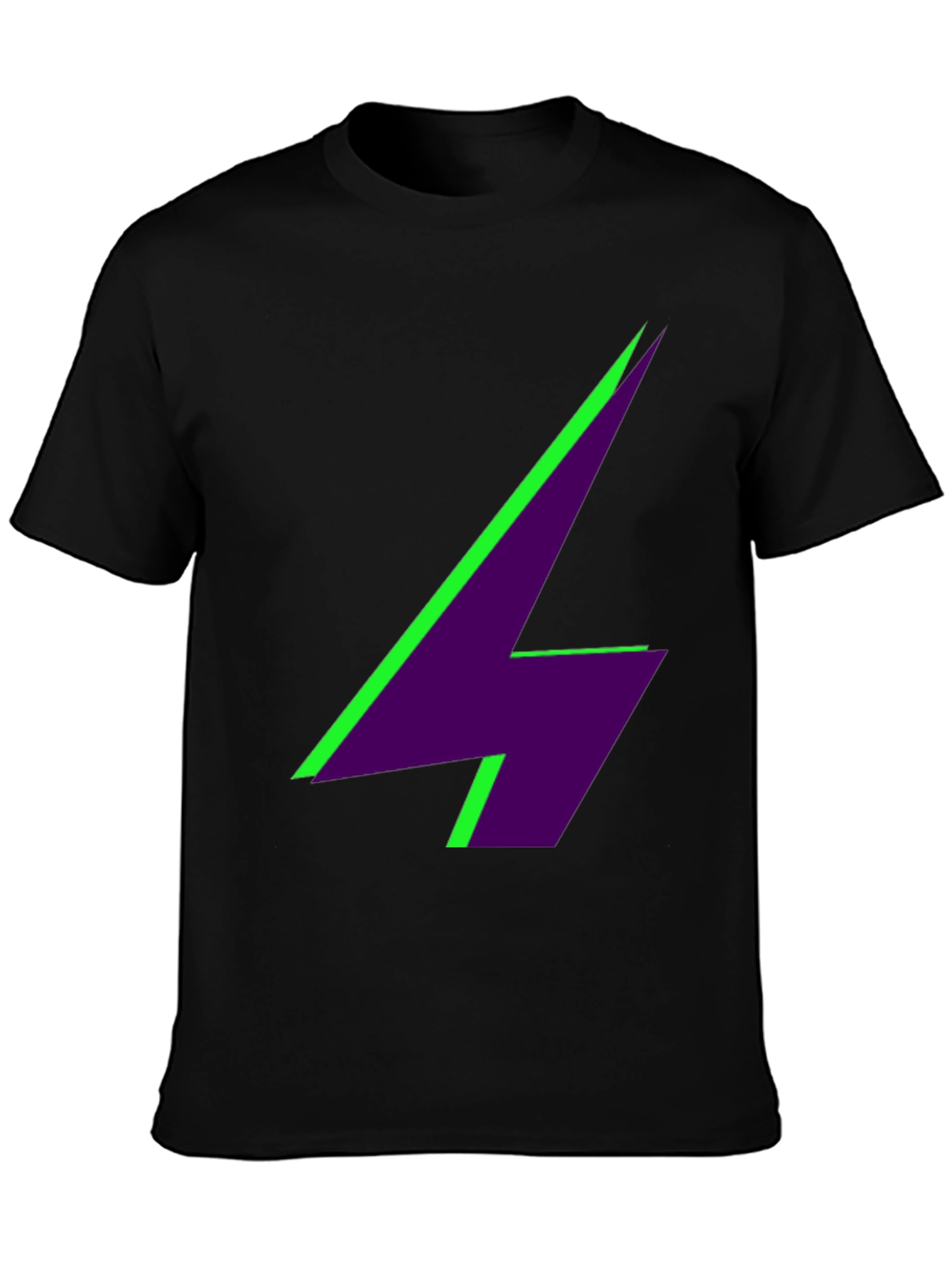 Geometric Lightning Bolt Graphic Tee - Black