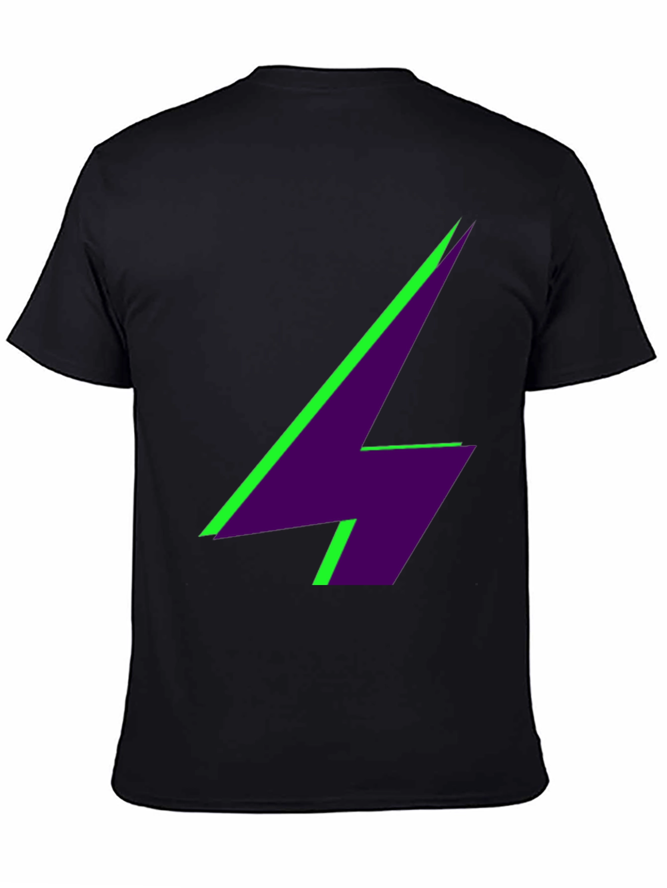 Geometric Lightning Bolt Graphic Tee - Black