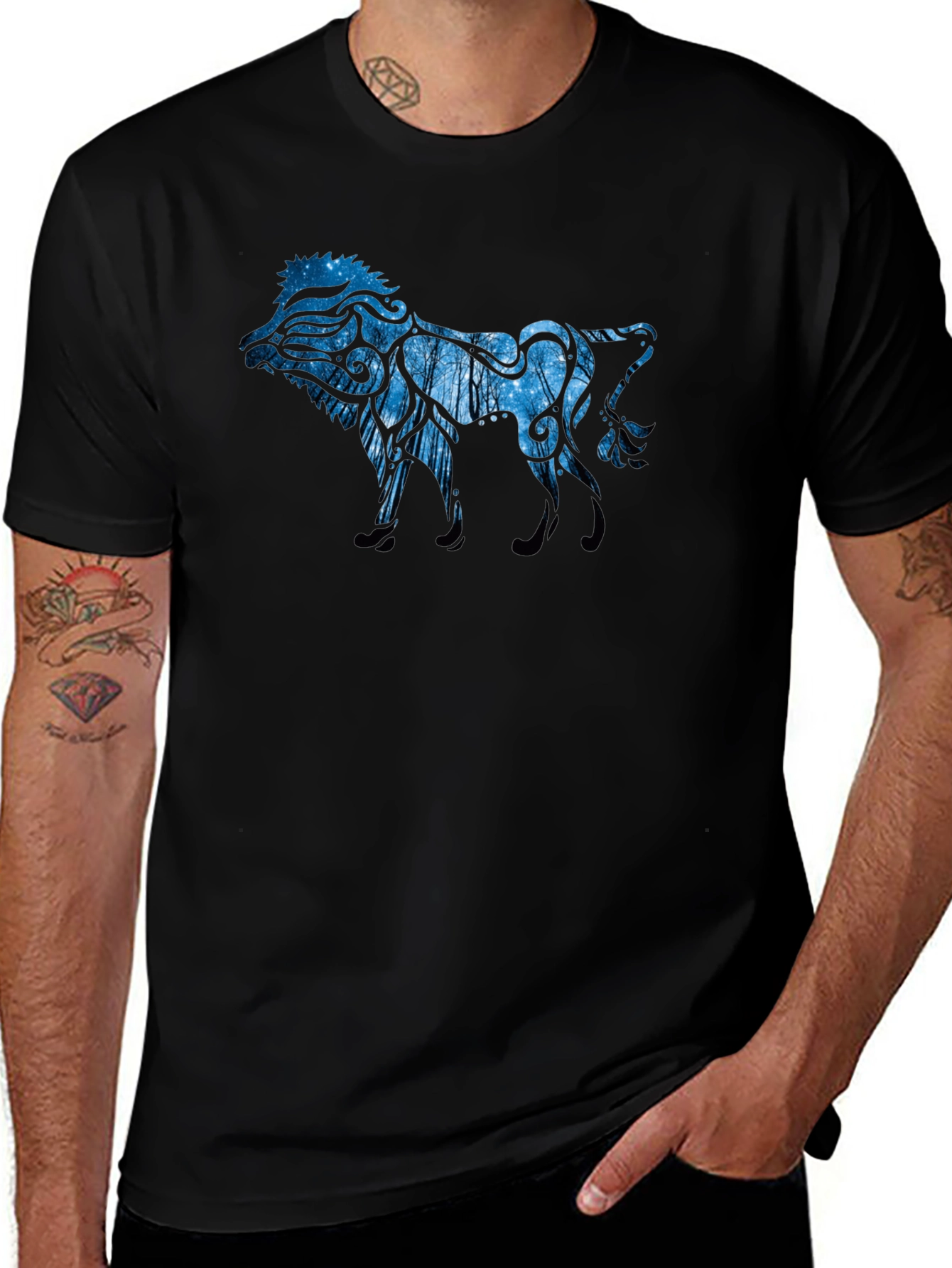 Lion Abstract Graphic Tee - Mens Casual Shirt