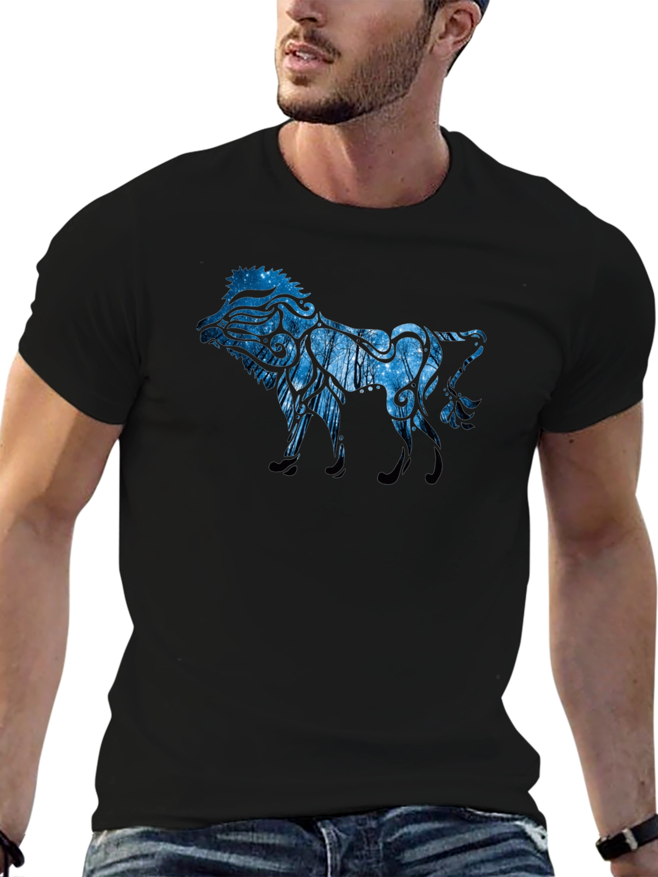 Lion Abstract Graphic Tee - Mens Casual Shirt