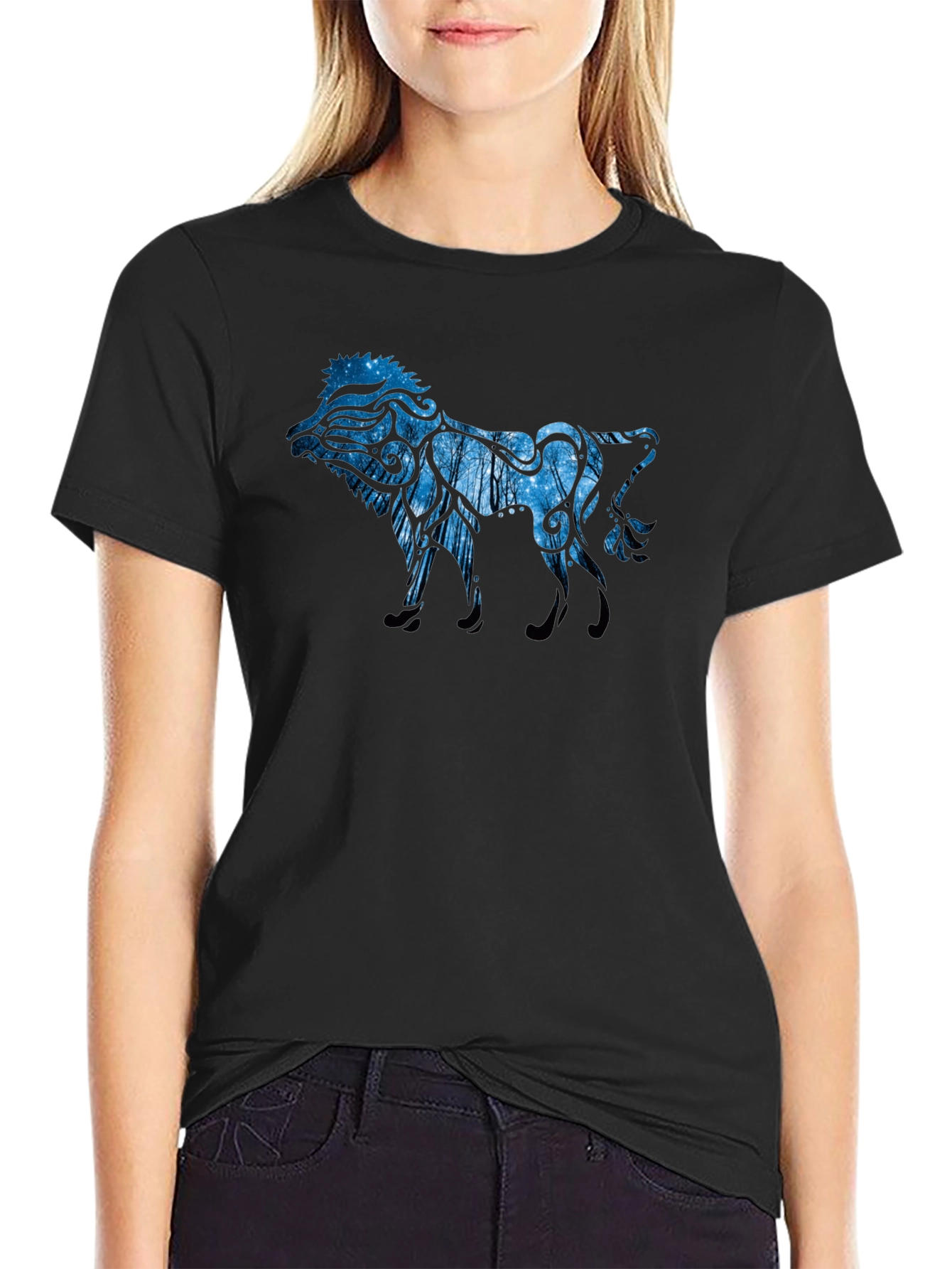 Lion Abstract Graphic Tee - Mens Casual Shirt