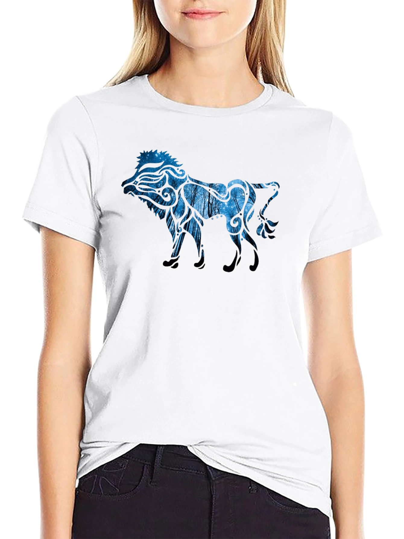Lion Abstract Graphic Tee - Mens Casual Shirt