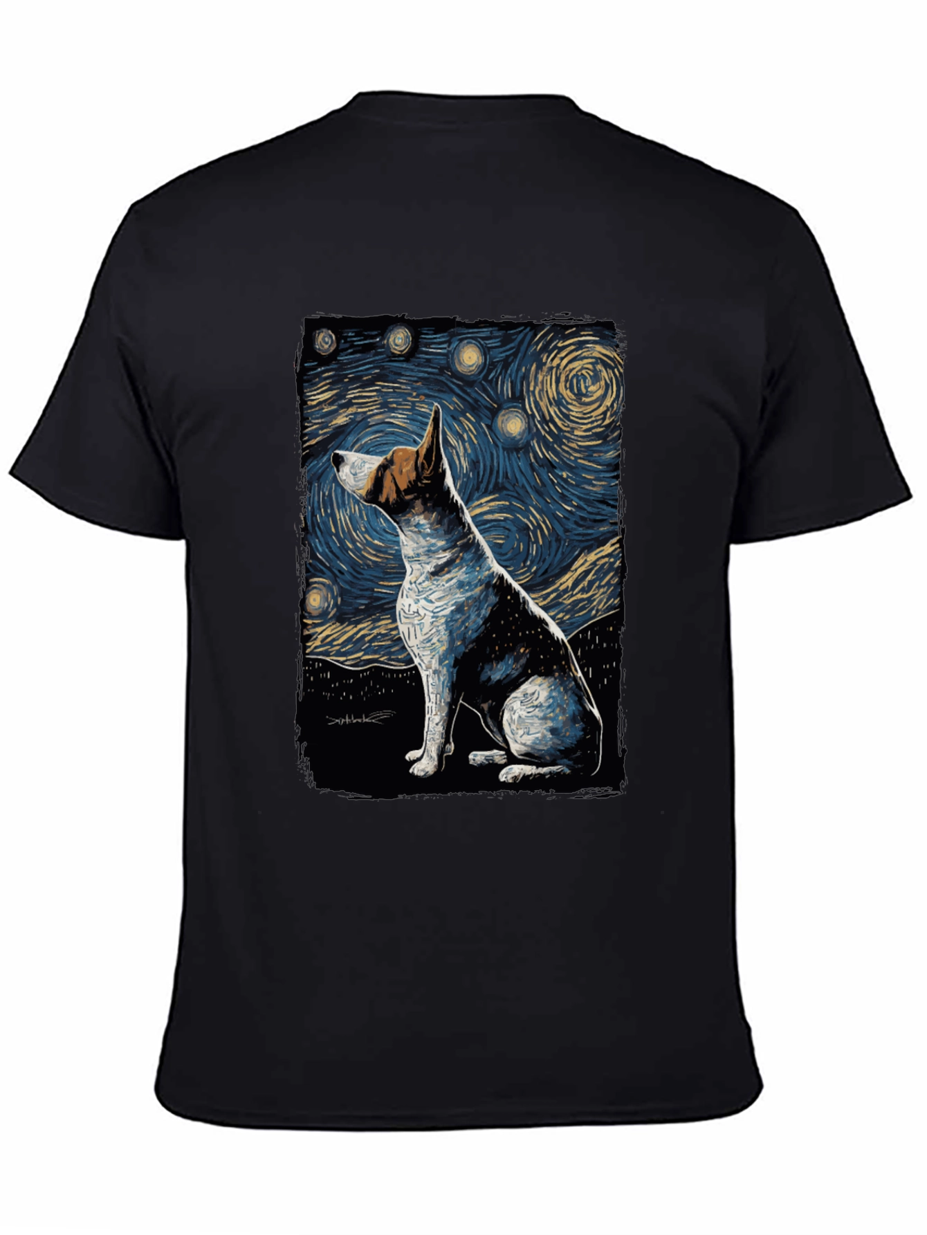Starry Night Dog Art T-Shirt - Unique Design