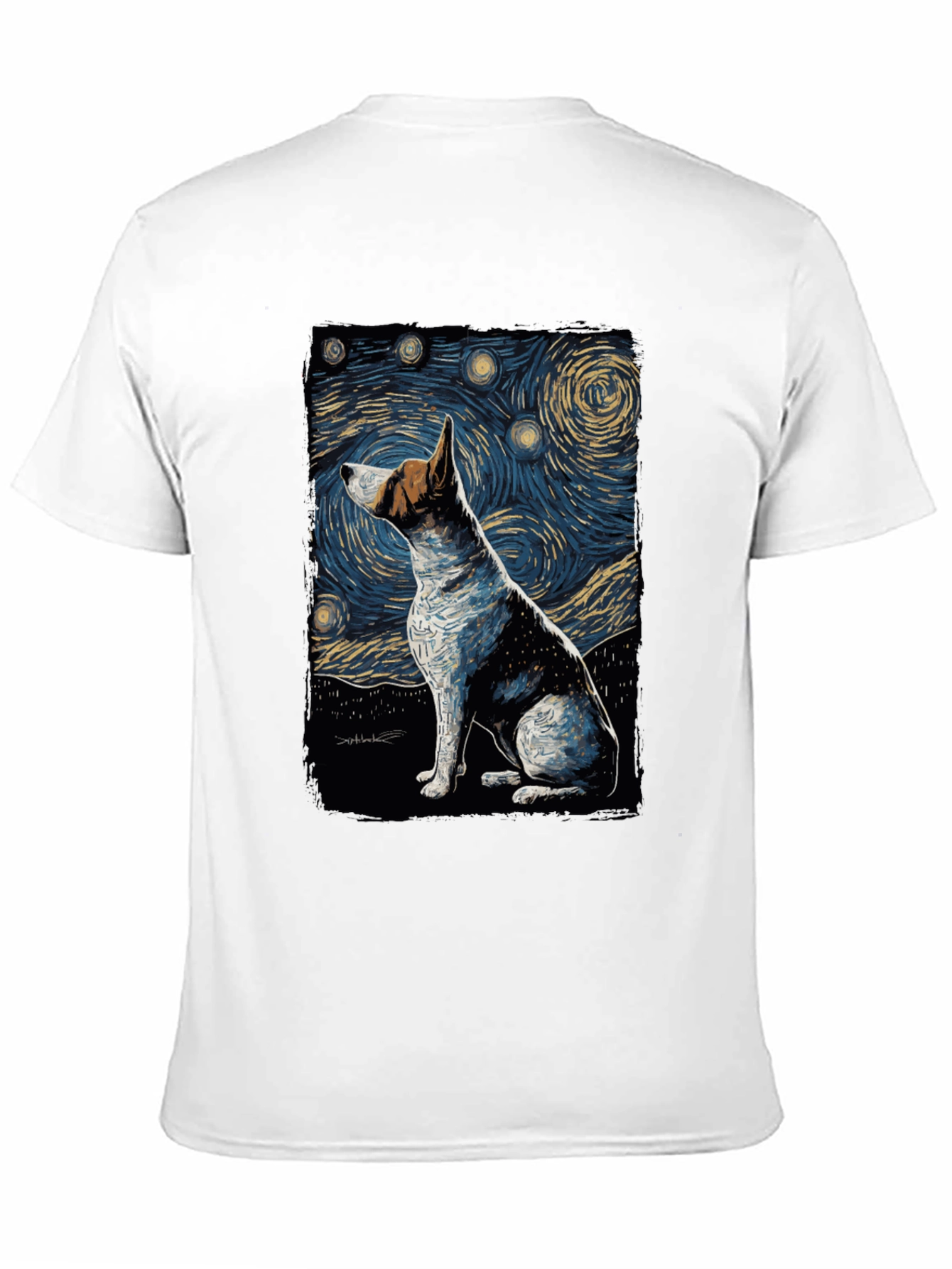 Starry Night Dog Art T-Shirt - Unique Design