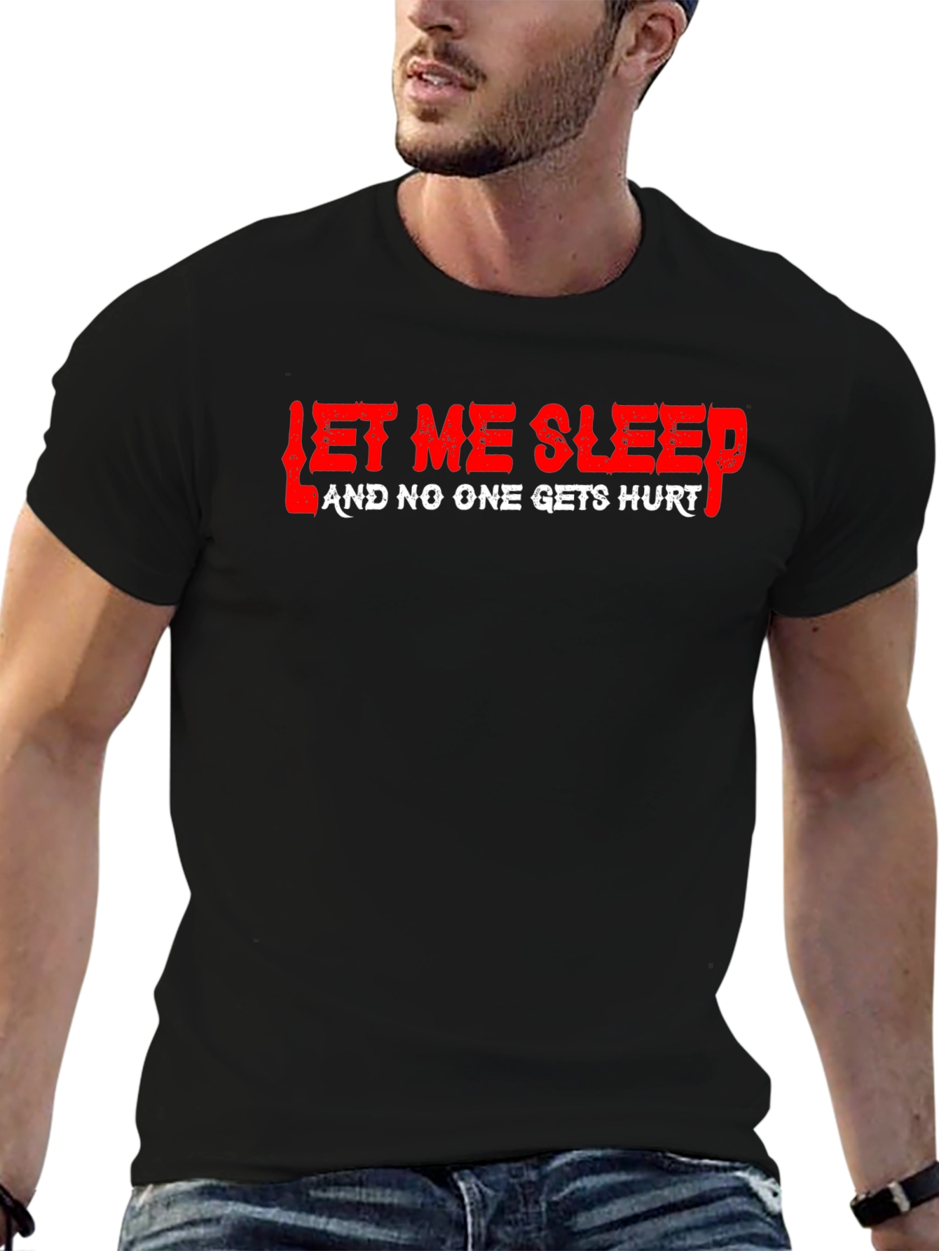Let Me Sleep Graphic Tee - Black Cotton T-Shirt