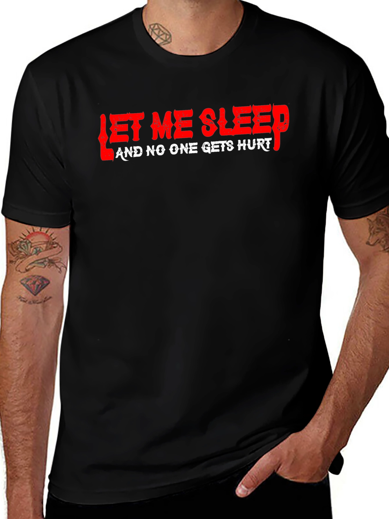 Let Me Sleep Graphic Tee - Black Cotton T-Shirt