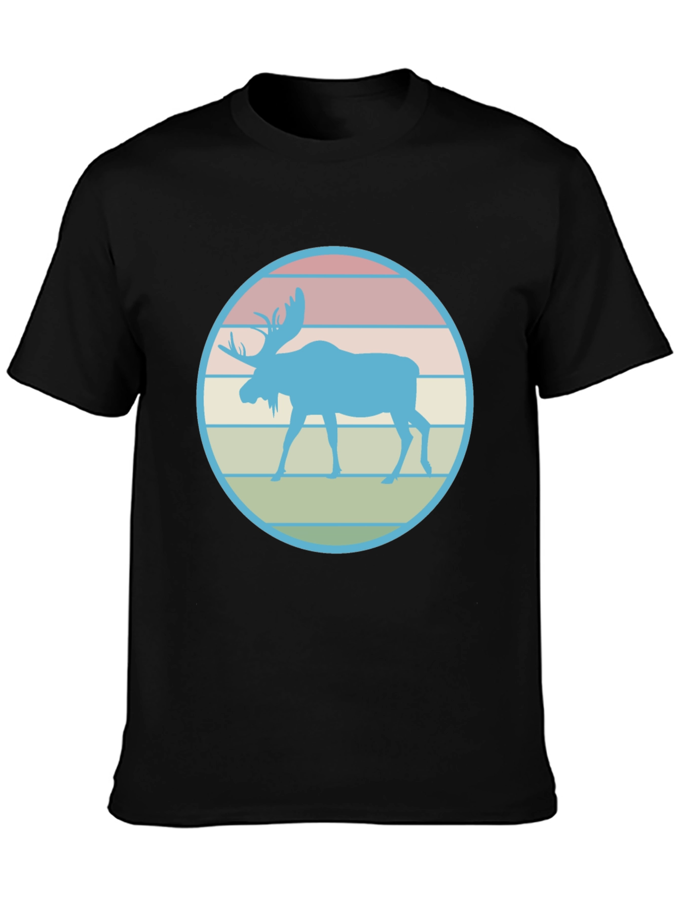 Retro Moose Graphic Tee - Black