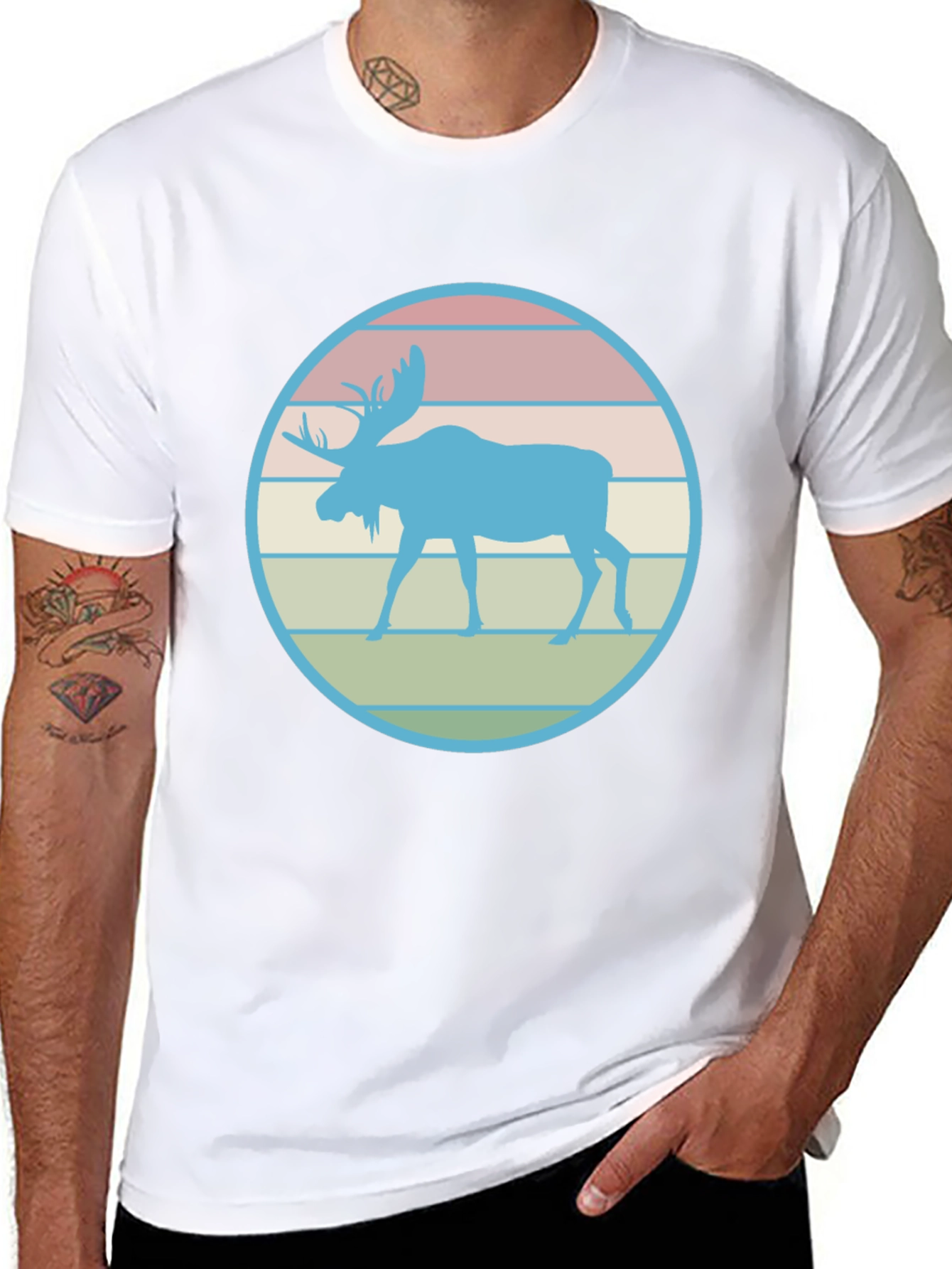 Retro Moose Graphic Tee - Black