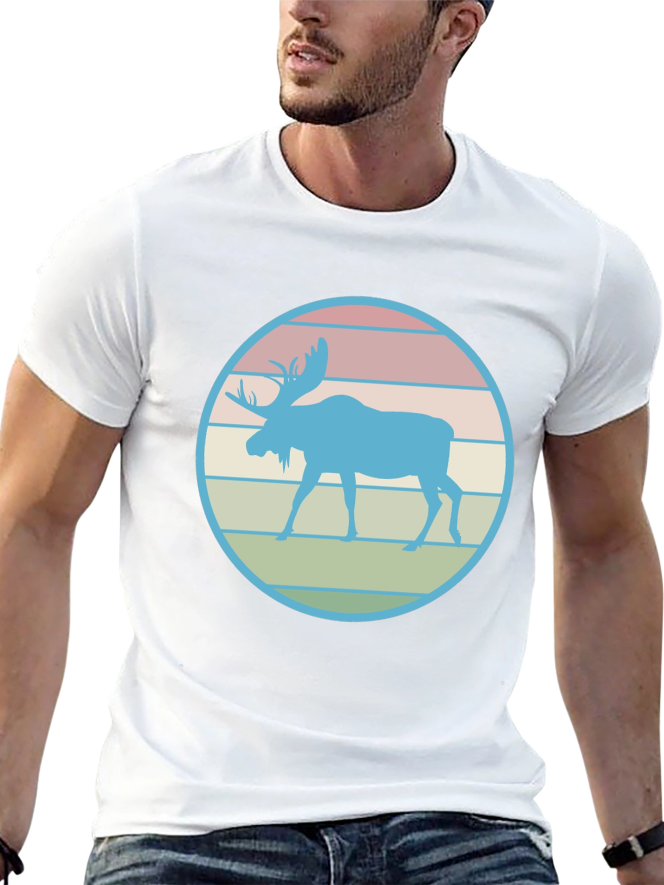 Retro Moose Graphic Tee - Black