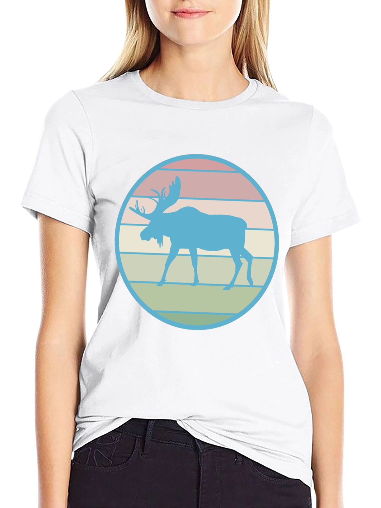 Retro Moose Graphic Tee - Black