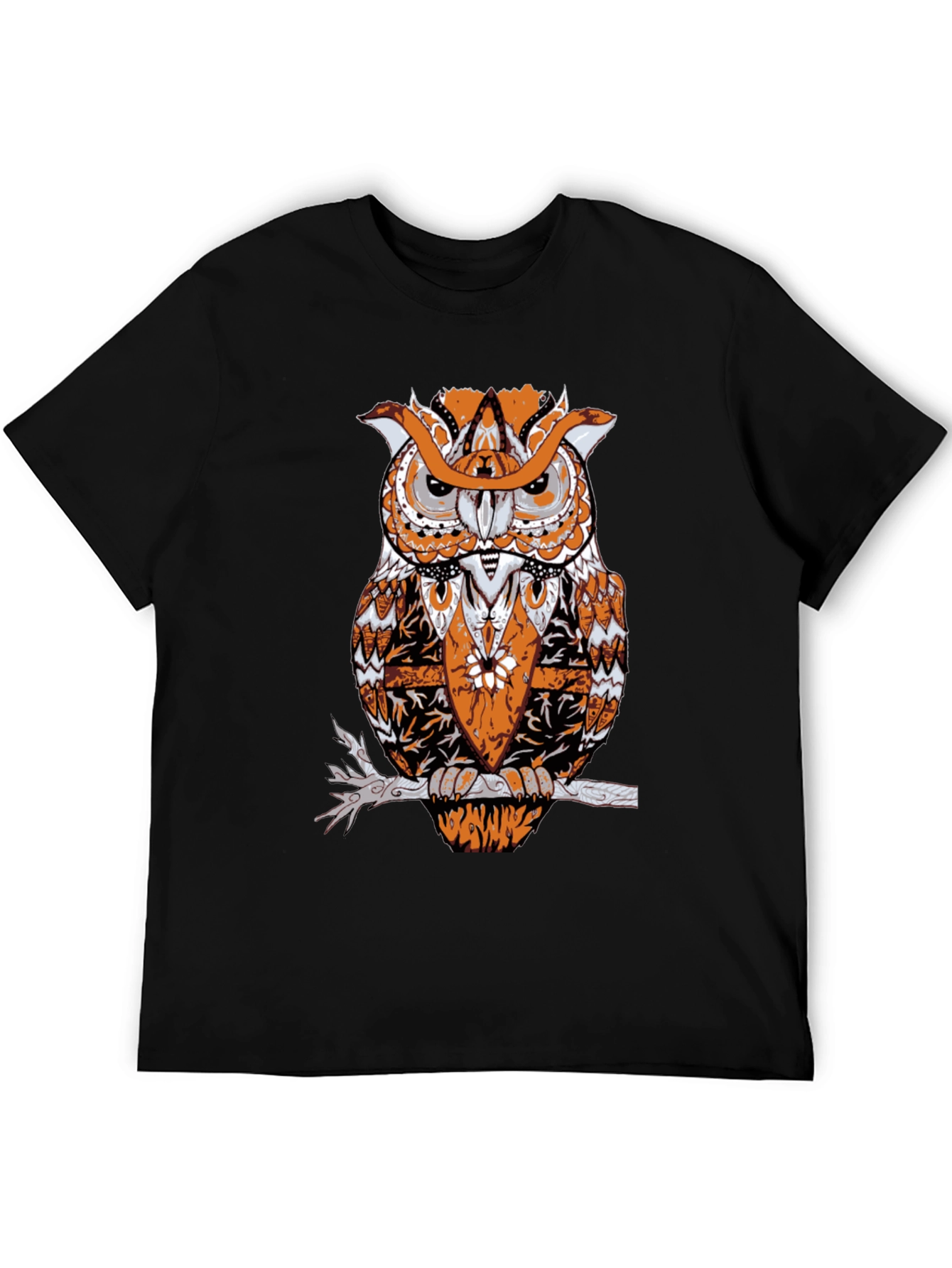 Owl Graphic Print Black T-Shirt