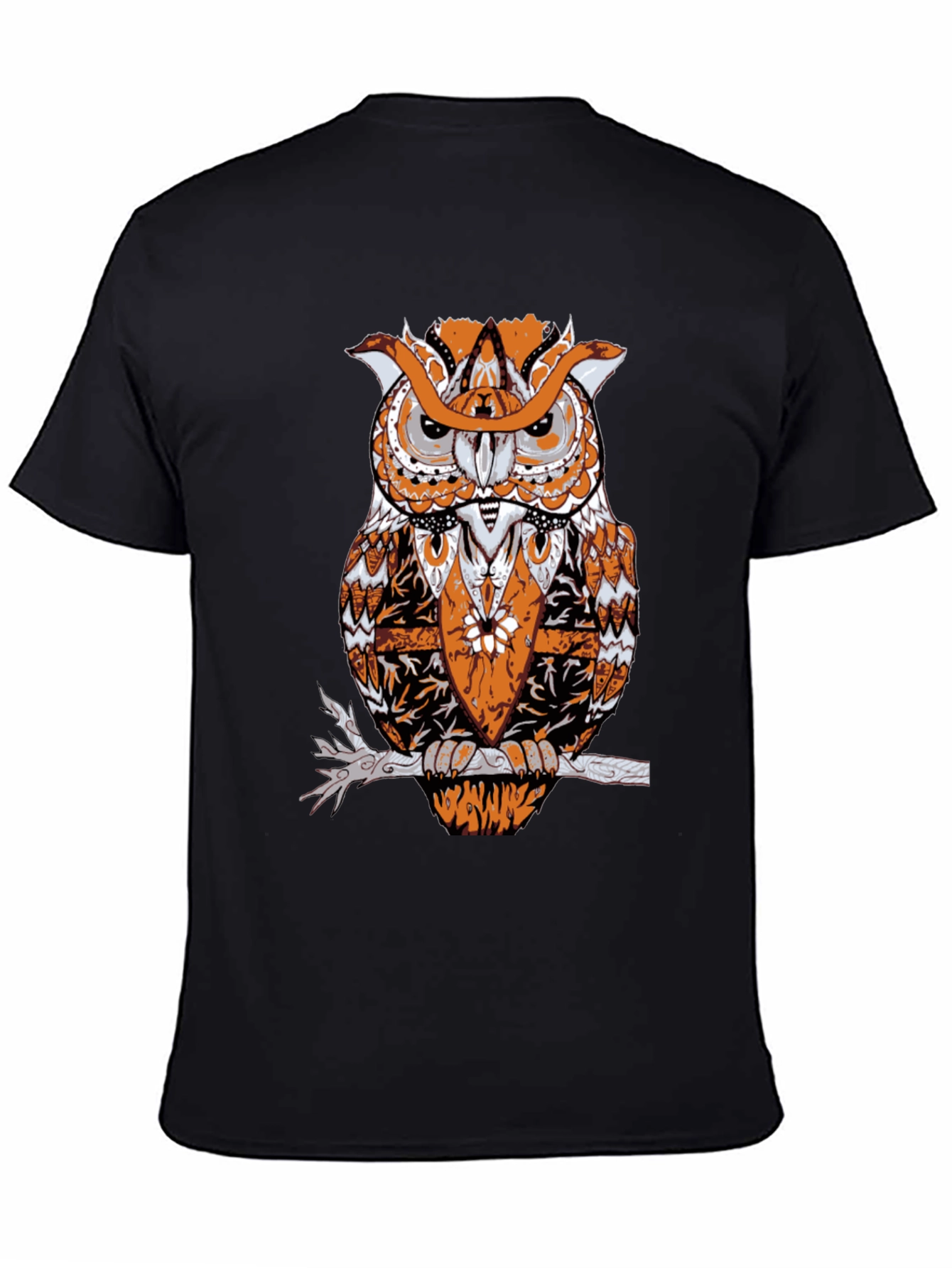 Owl Graphic Print Black T-Shirt