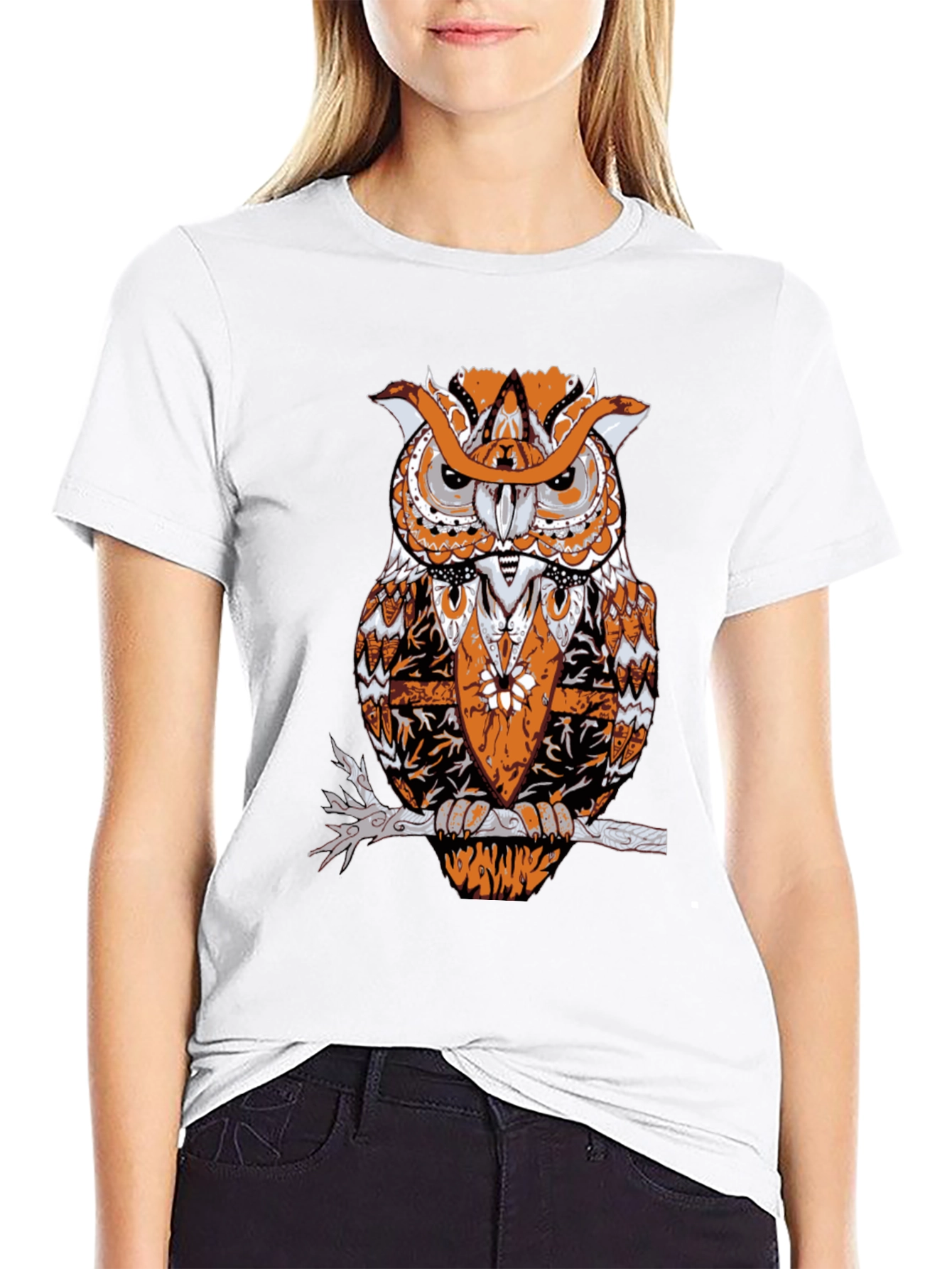 Owl Graphic Print Black T-Shirt