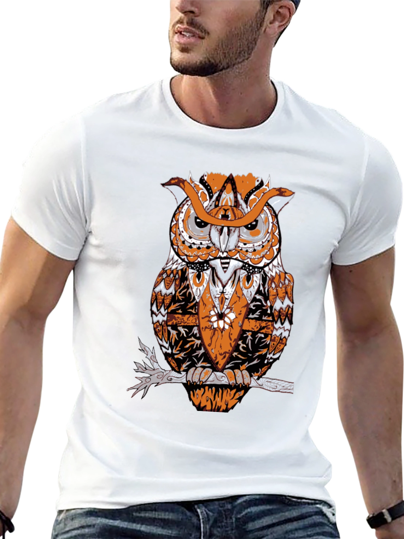 Owl Graphic Print Black T-Shirt