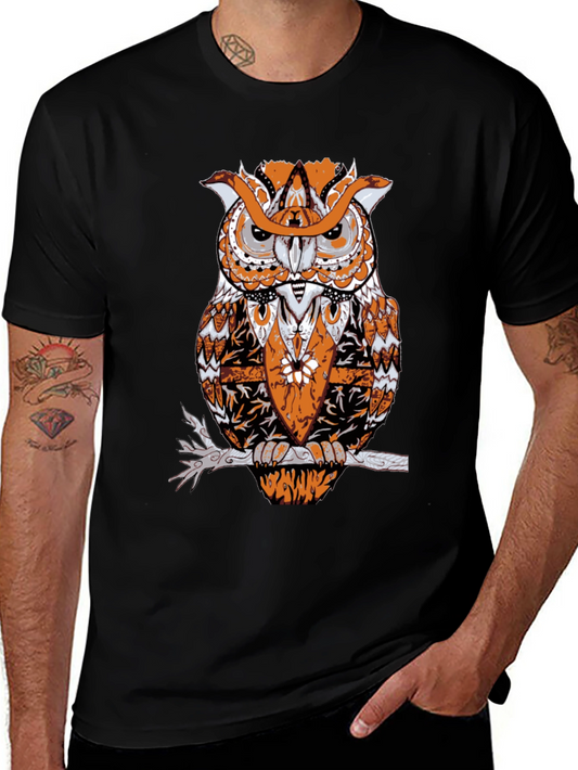 Owl Graphic Print Black T-Shirt