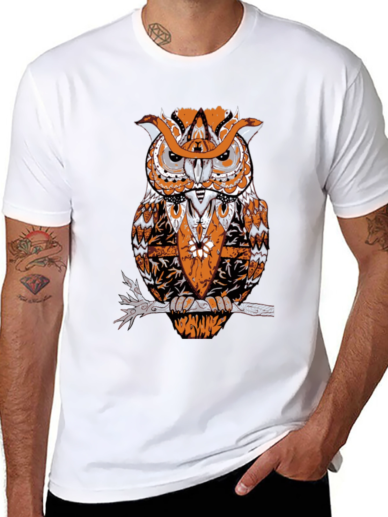 Owl Graphic Print Black T-Shirt