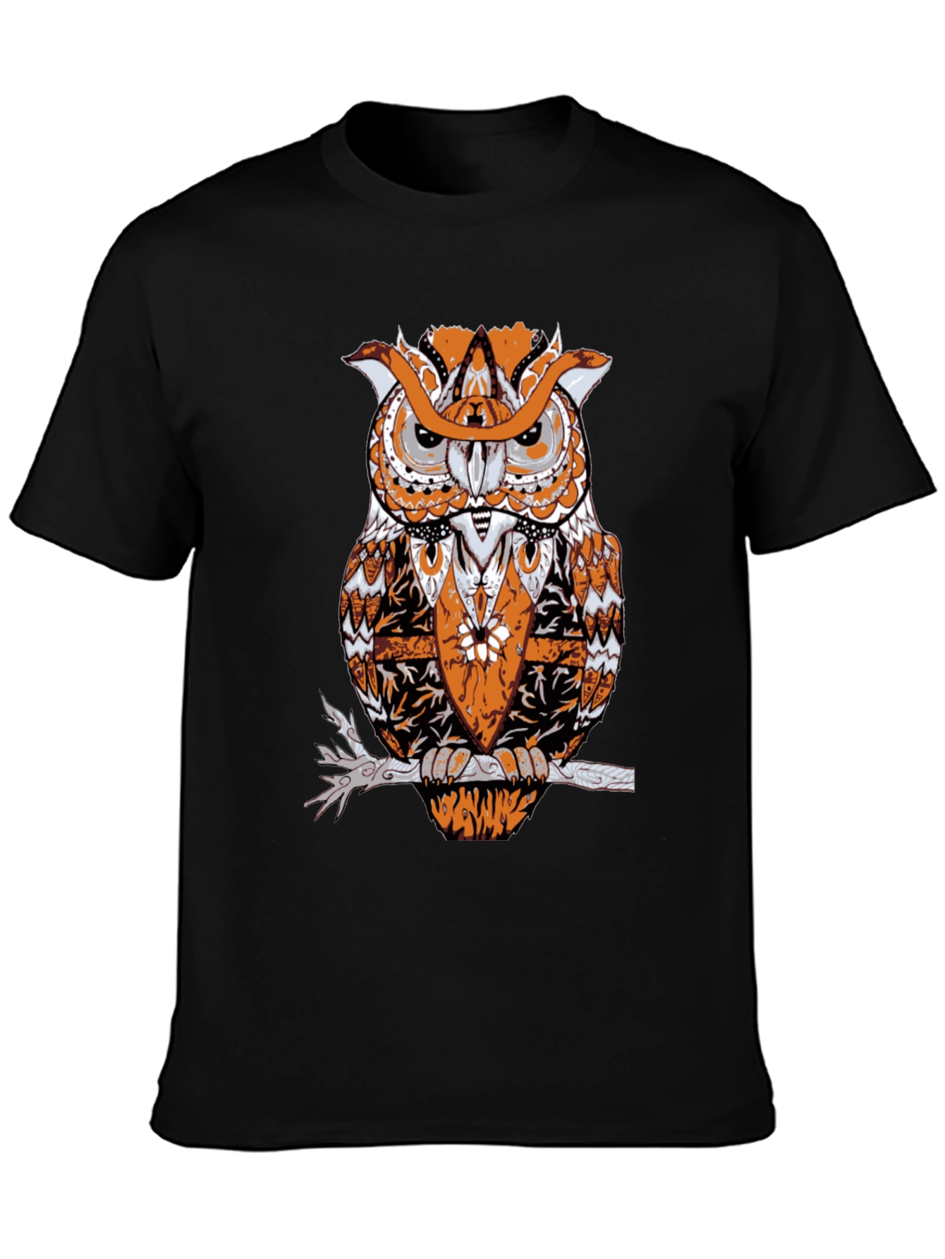 Owl Graphic Print Black T-Shirt