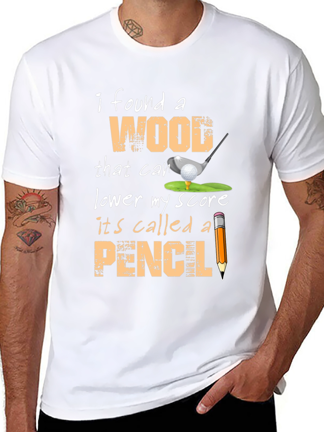 Funny Golf T-Shirt - Wood and Pencil