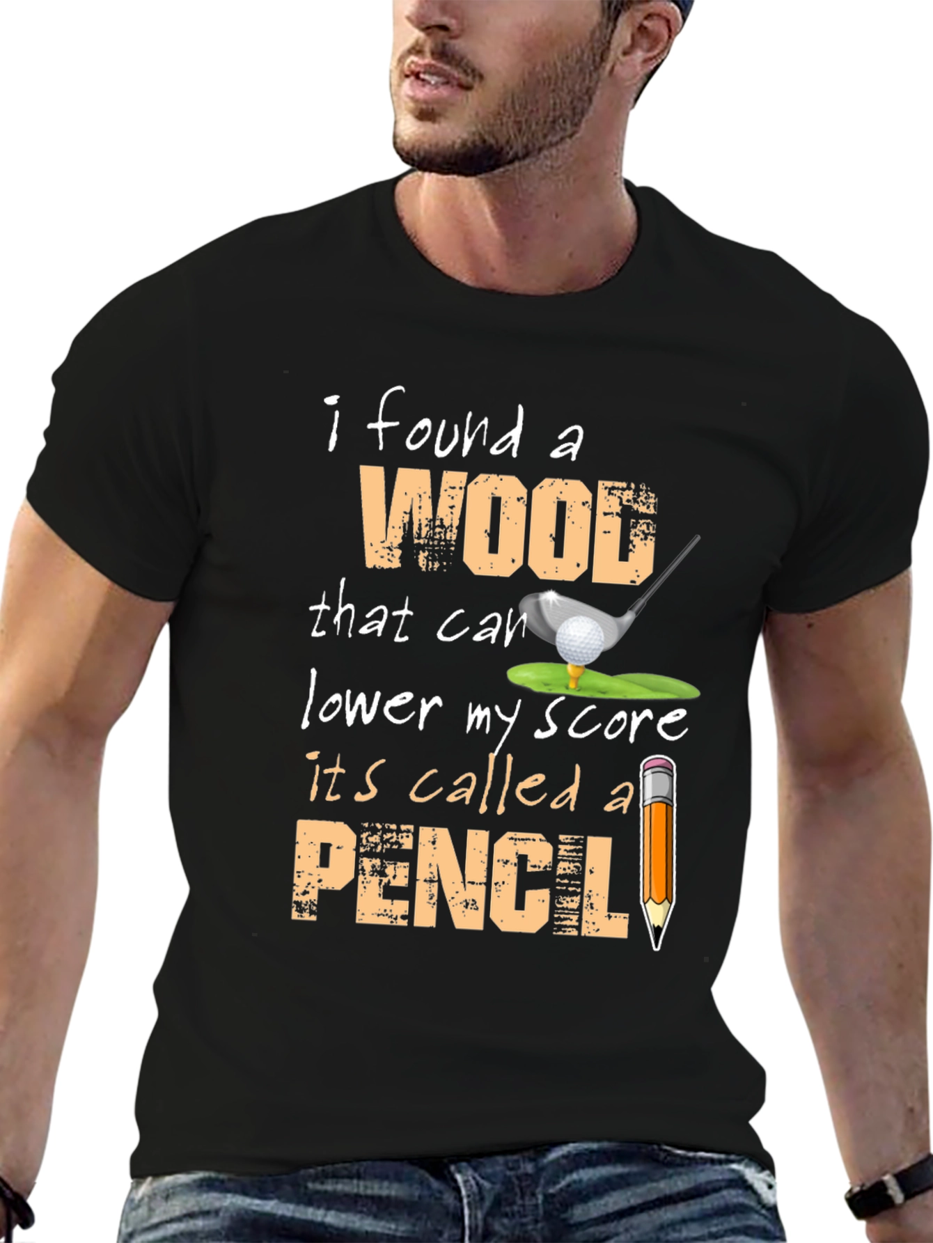Funny Golf T-Shirt - Wood and Pencil