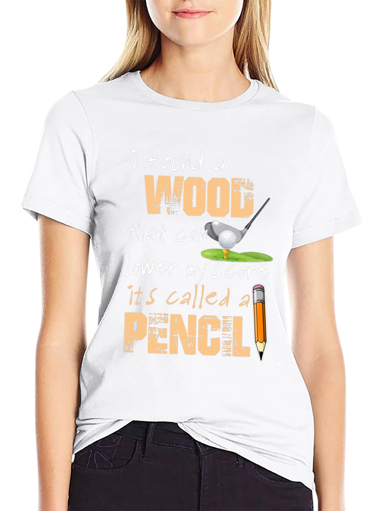 Funny Golf T-Shirt - Wood and Pencil