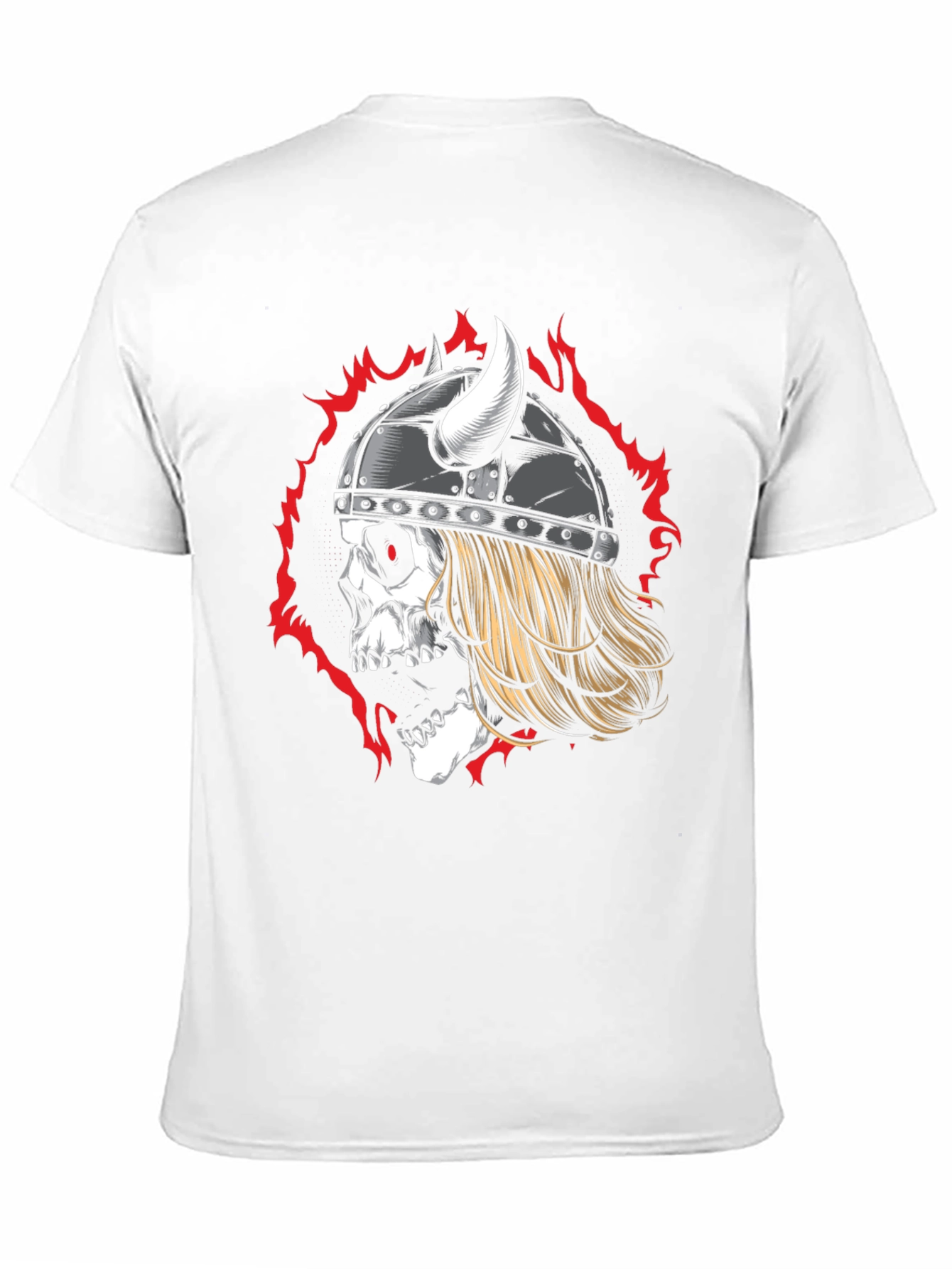 Viking Skull Graphic Tee - Black Cotton T-Shirt