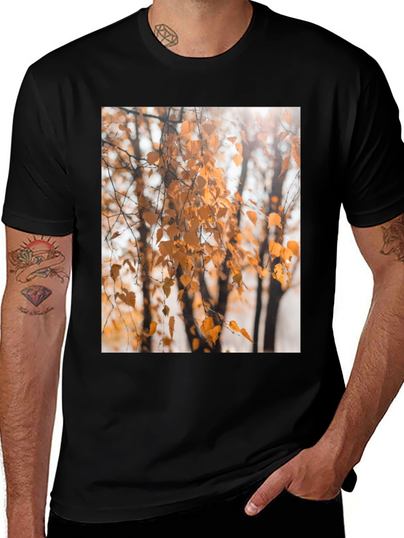 Autumn Leaves Graphic Tee - Nature Inspired Design