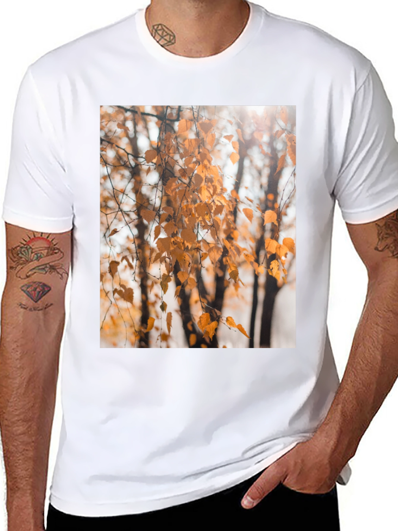 Autumn Leaves Graphic Tee - Nature Inspired Design