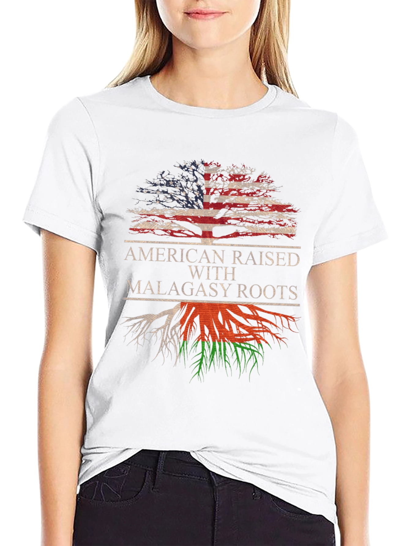 American Raised with Malagasy Roots Graphic Tee