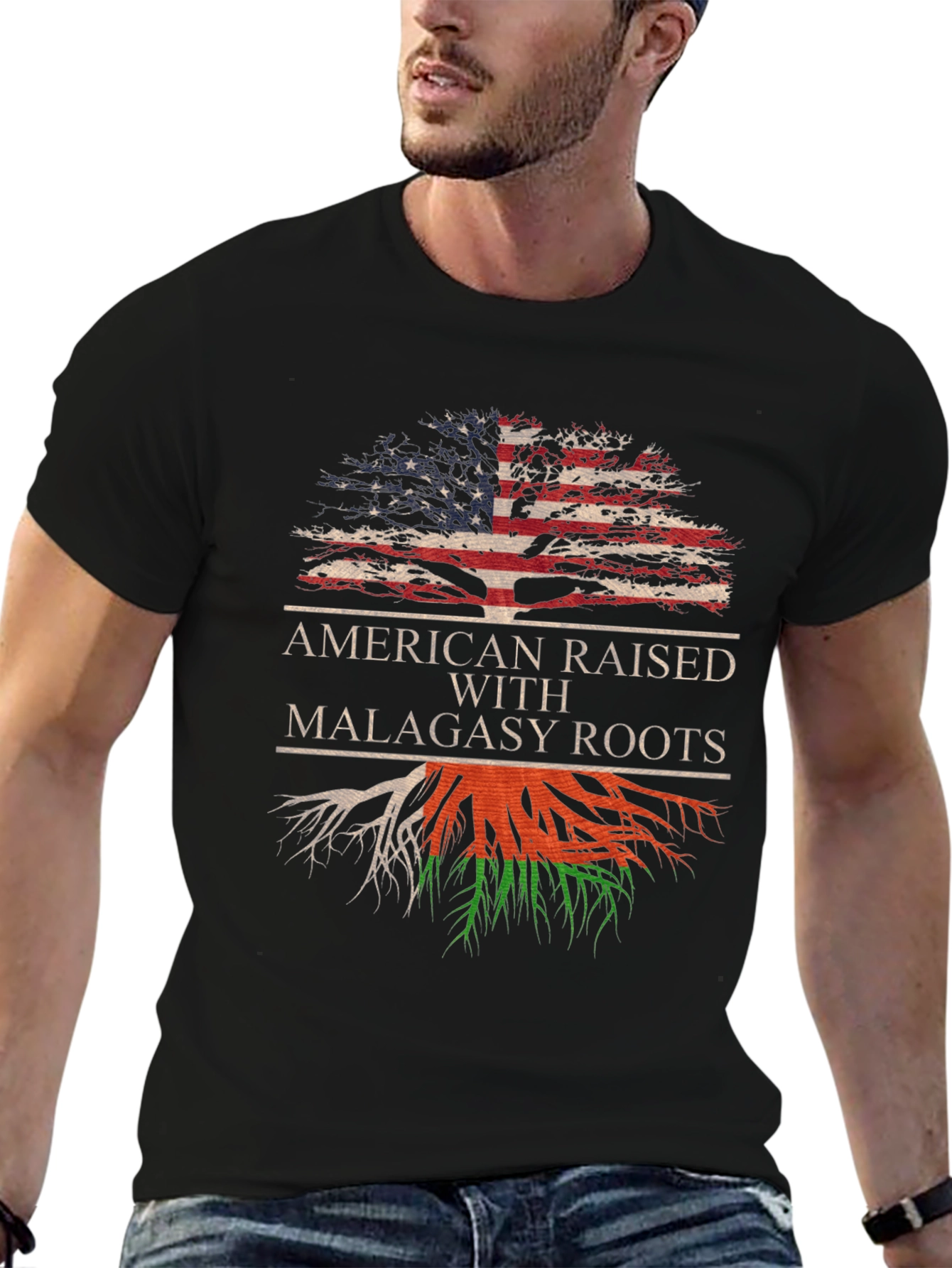American Raised with Malagasy Roots Graphic Tee