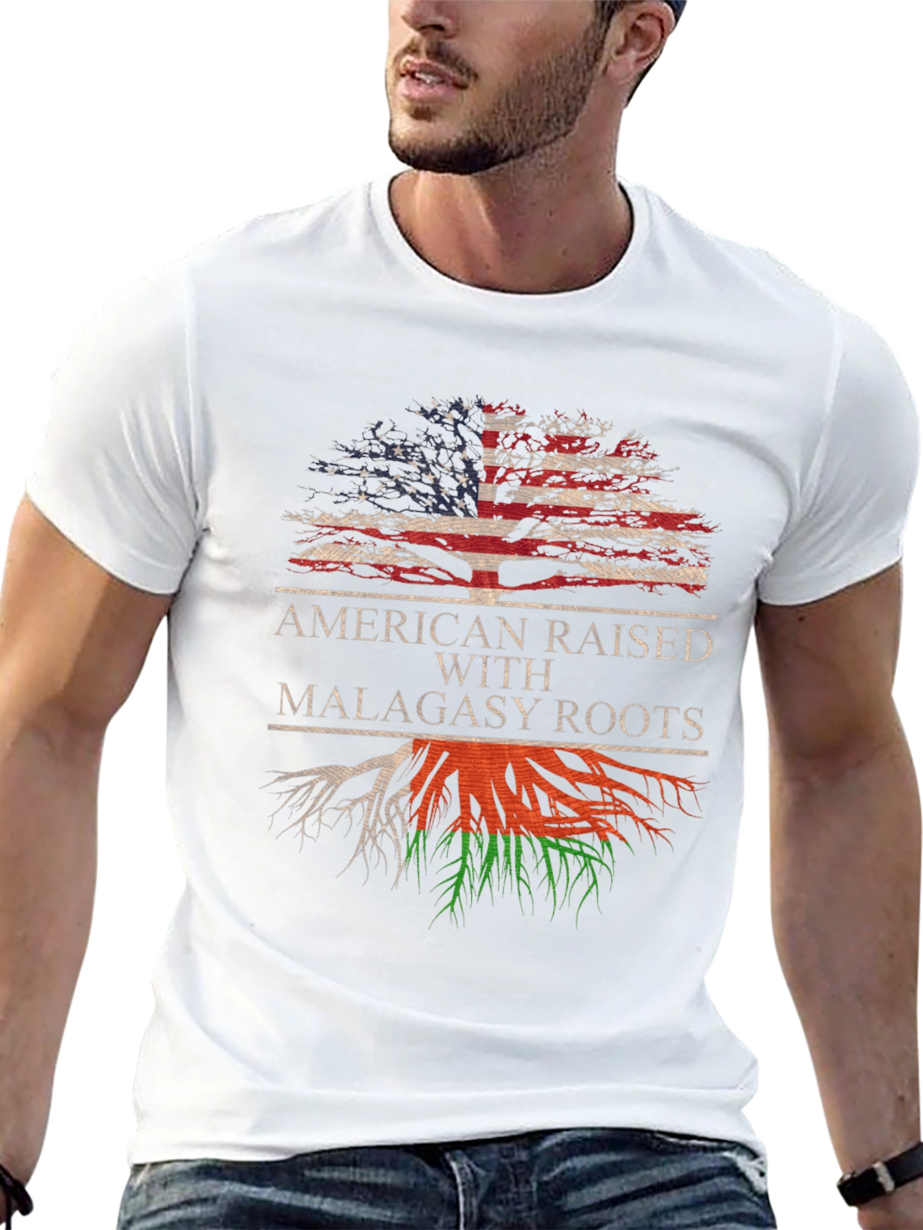 American Raised with Malagasy Roots Graphic Tee