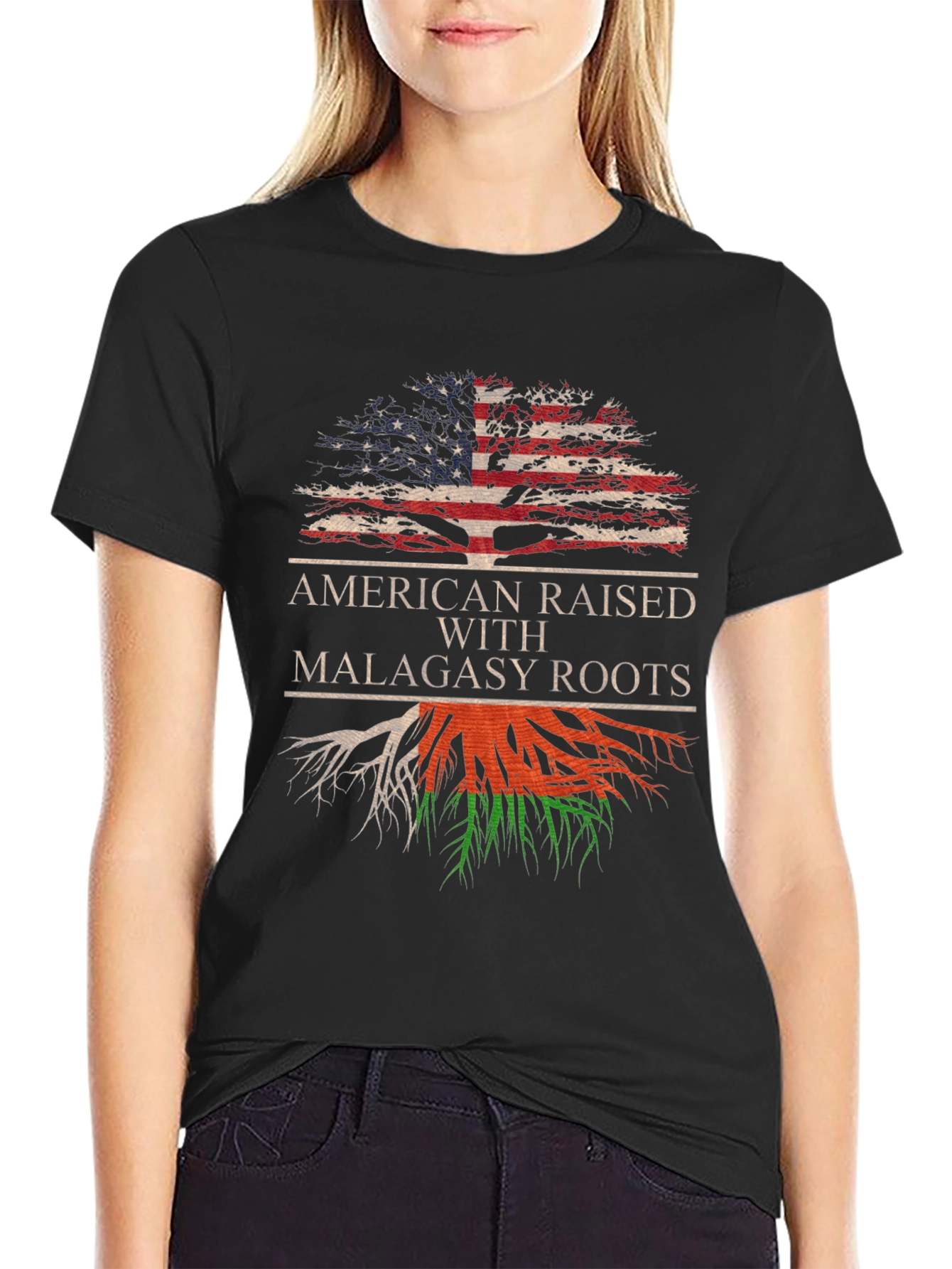 American Raised with Malagasy Roots Graphic Tee