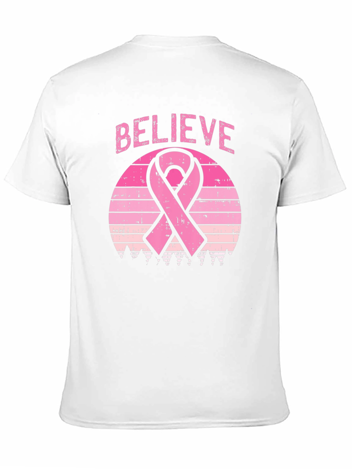 Believe Breast Cancer Awareness Ribbon Graphic T-Shirt