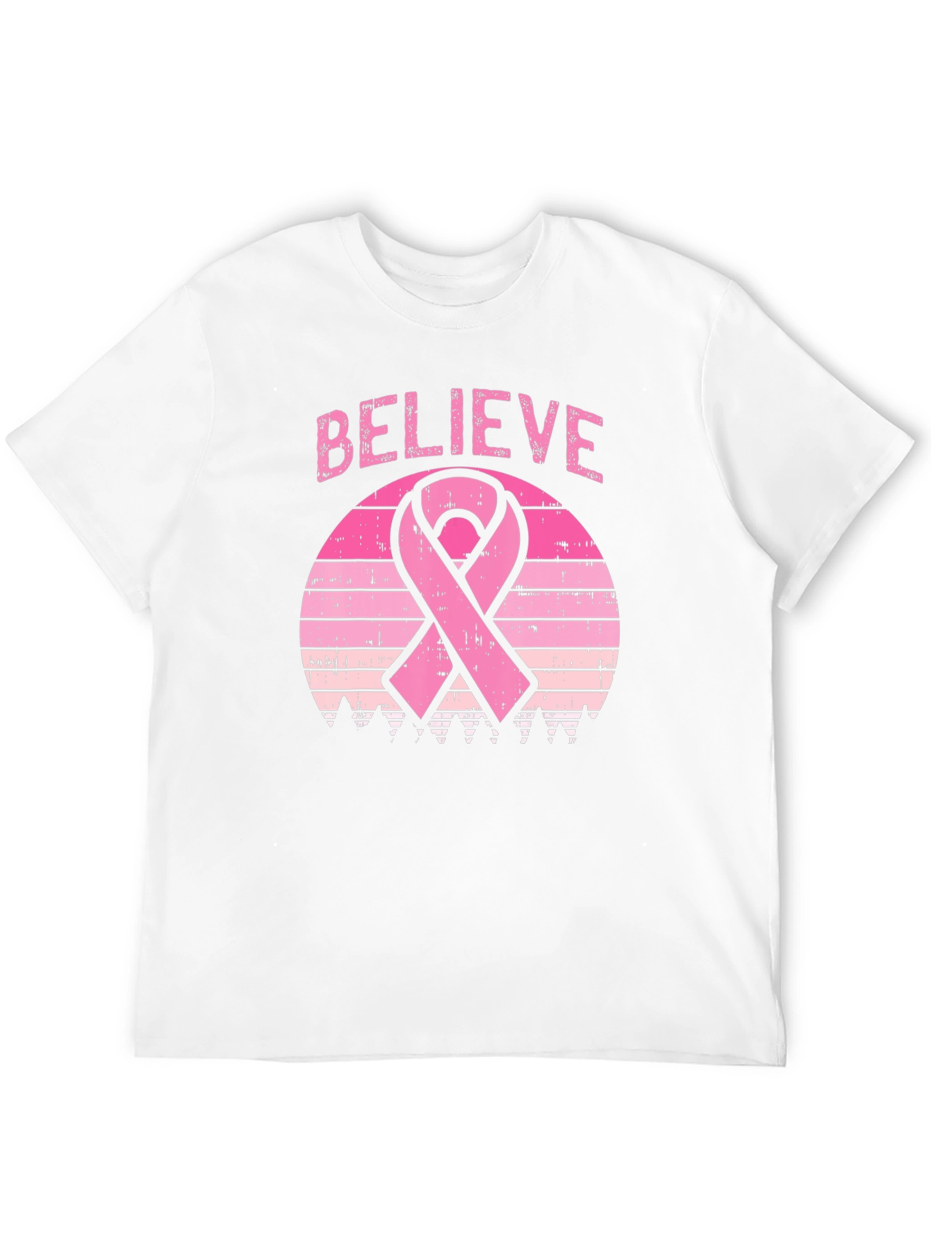 Believe Breast Cancer Awareness Ribbon Graphic T-Shirt