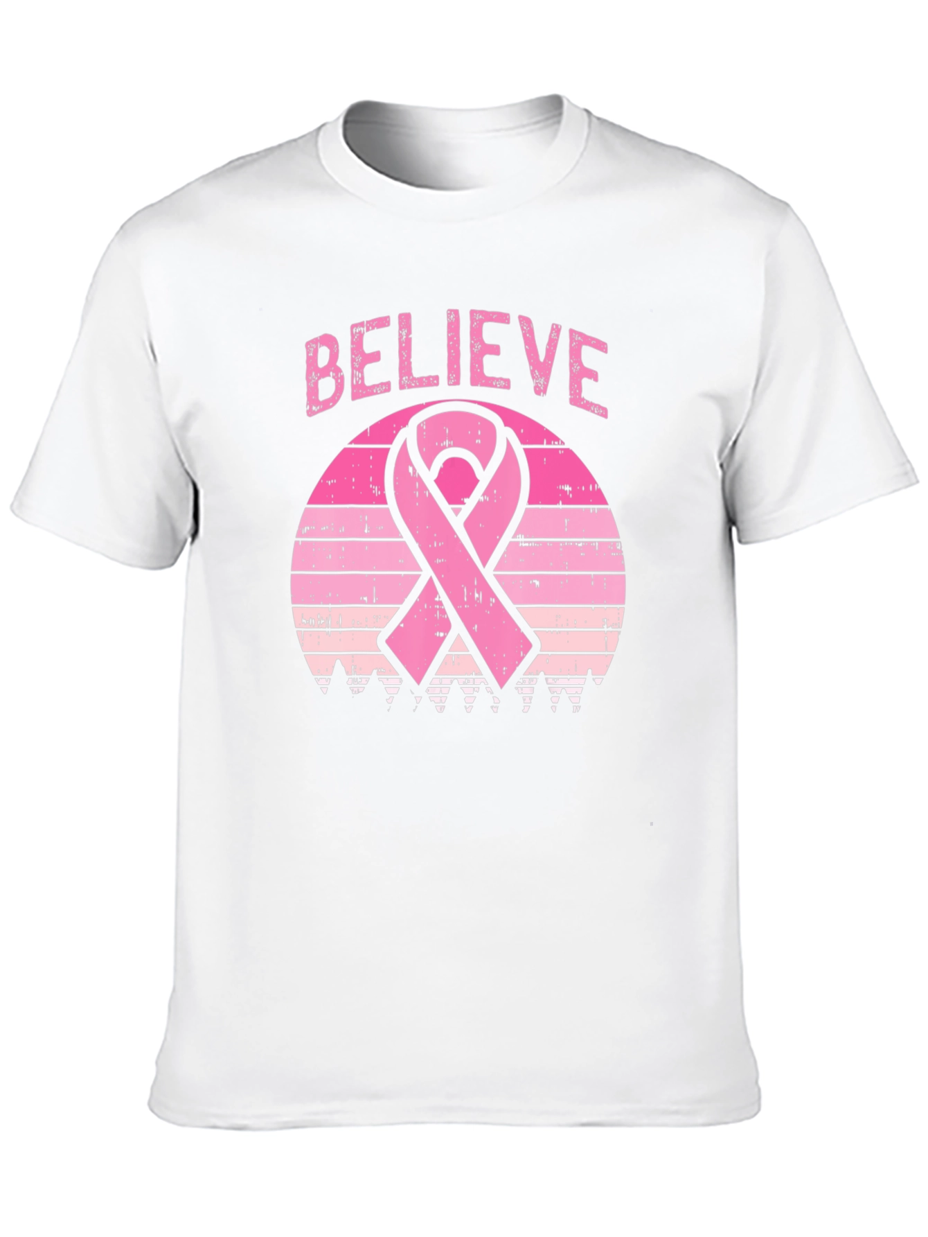 Believe Breast Cancer Awareness Ribbon Graphic T-Shirt