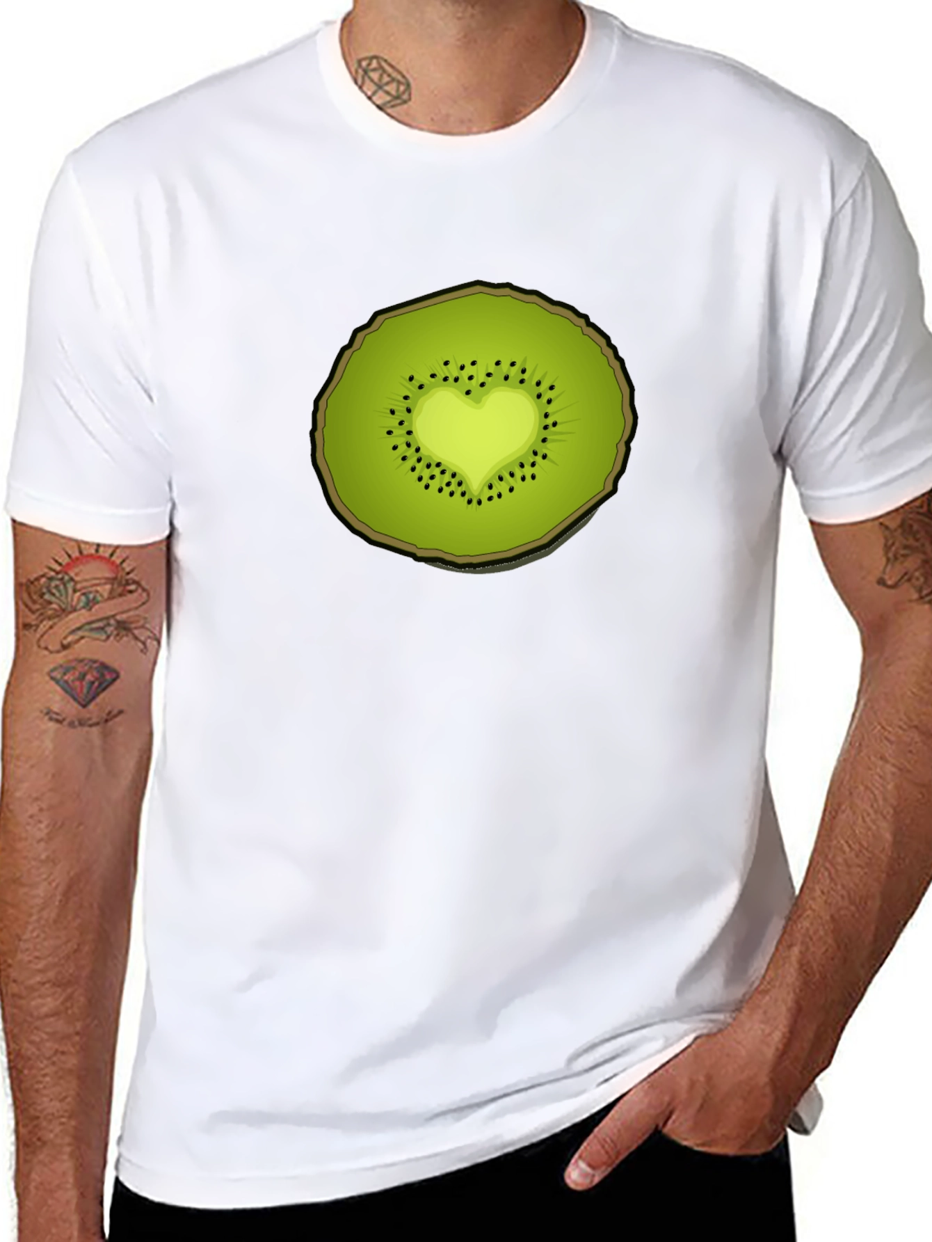 Kiwi Heart Graphic Tee - Unique Fruit Design