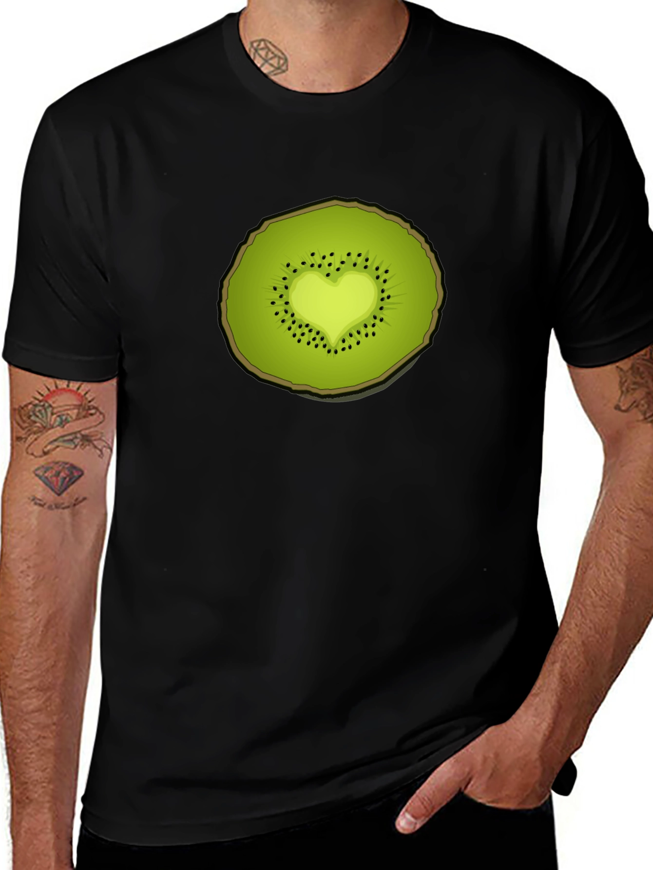 Kiwi Heart Graphic Tee - Unique Fruit Design