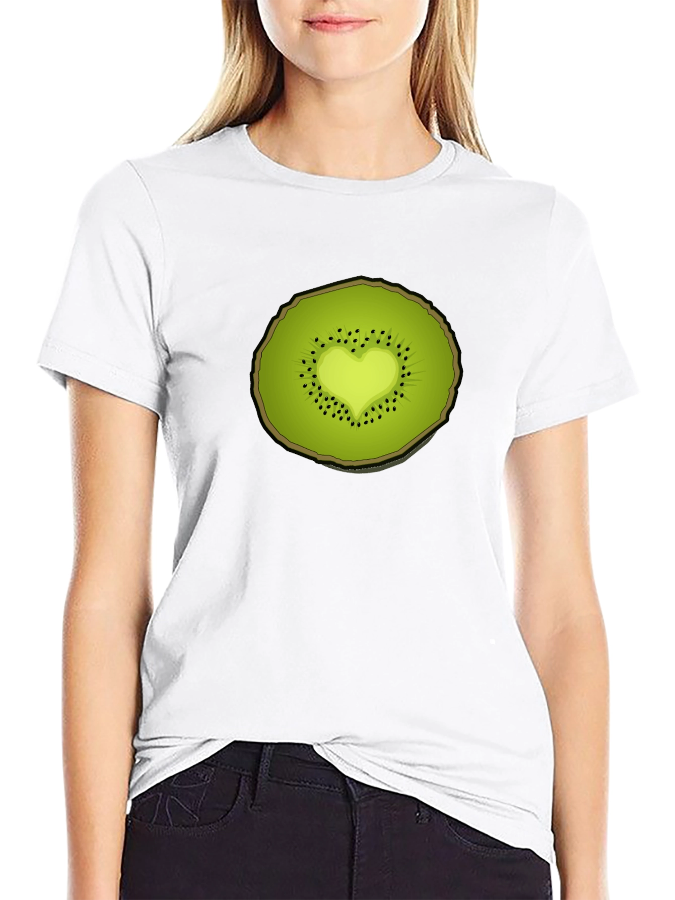 Kiwi Heart Graphic Tee - Unique Fruit Design
