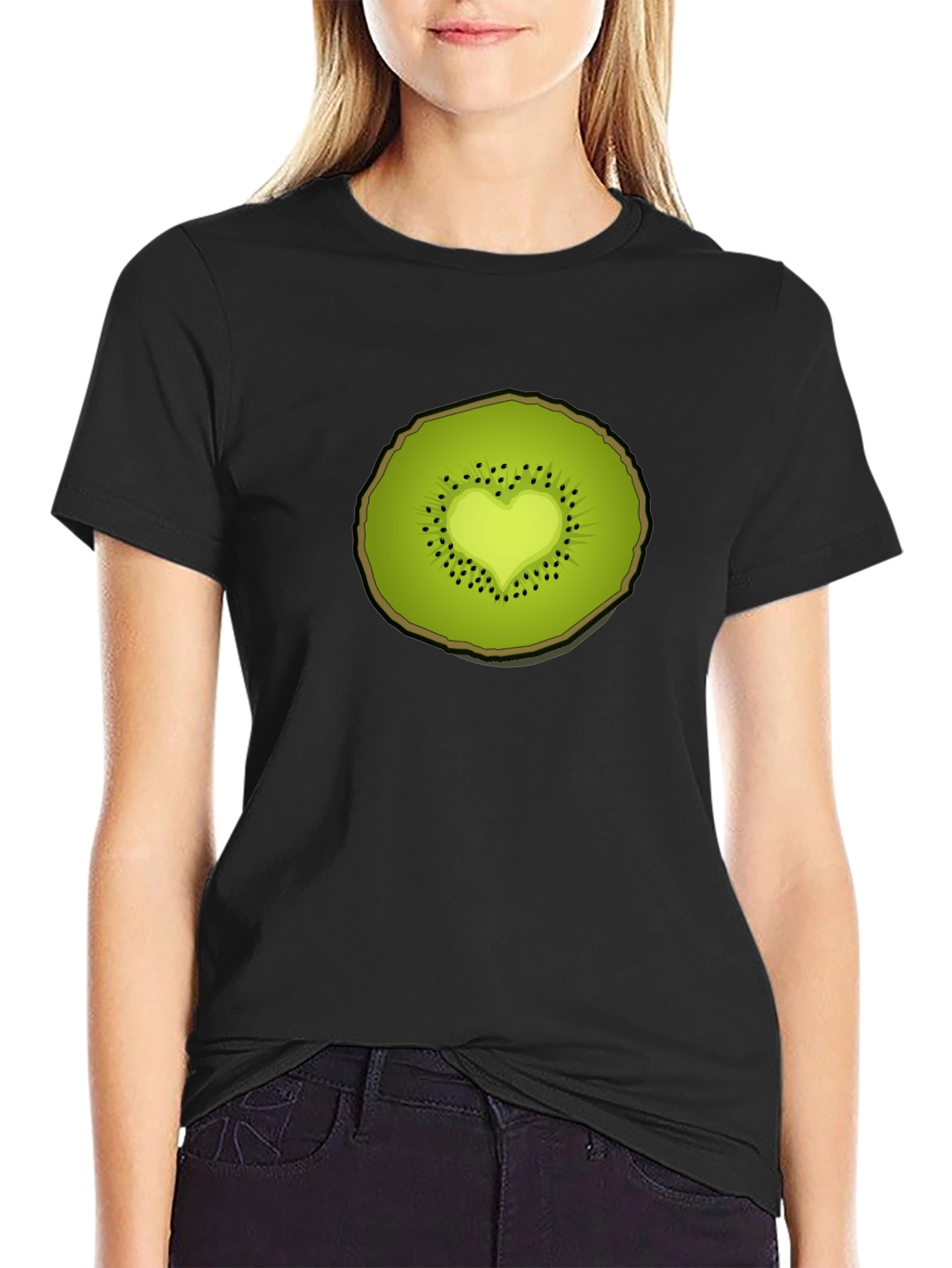 Kiwi Heart Graphic Tee - Unique Fruit Design