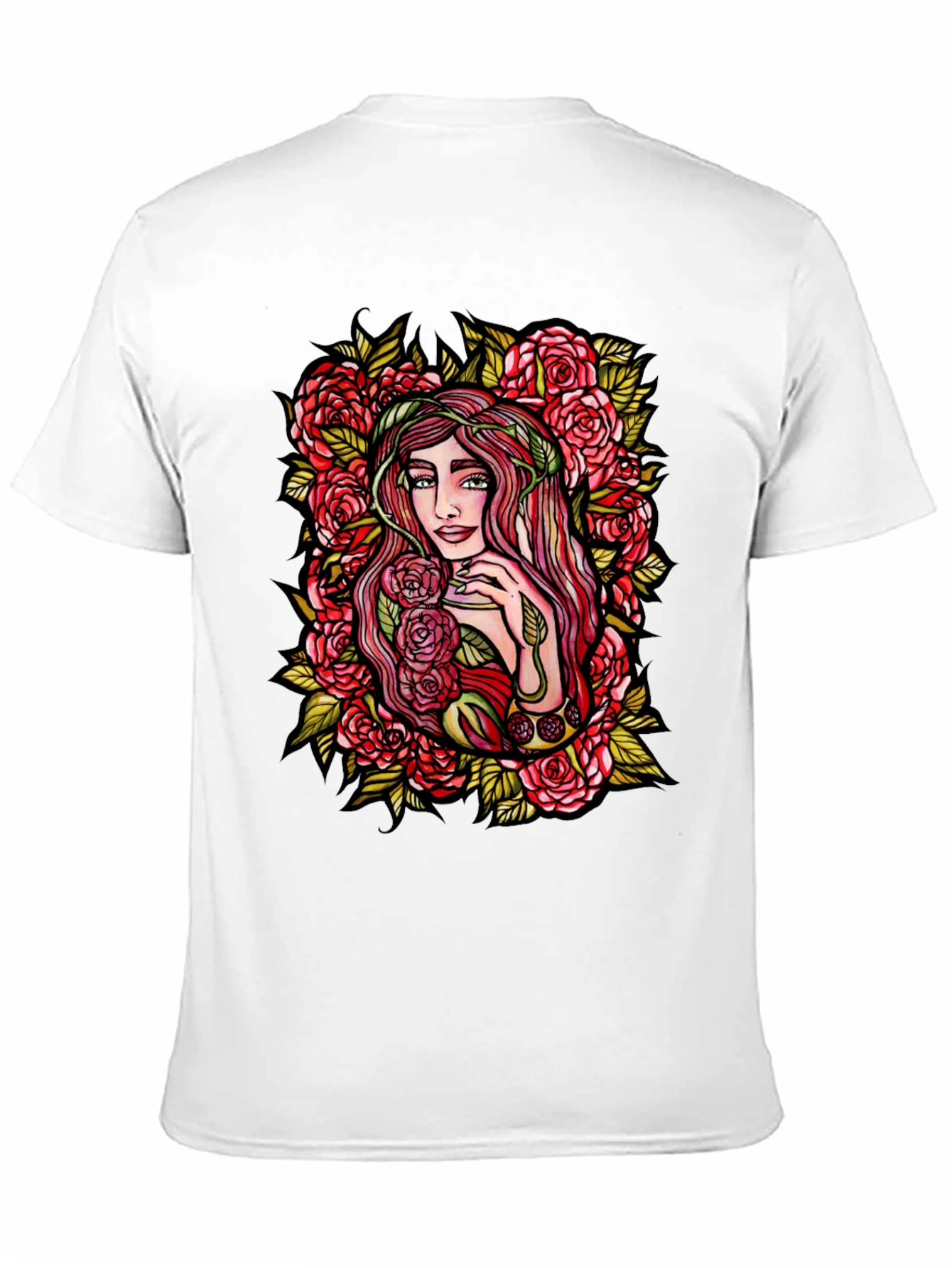 Floral Goddess Graphic Tee - Black Cotton T-Shirt