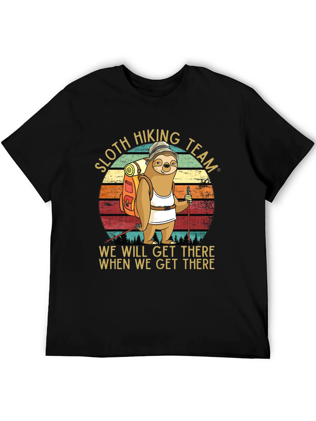 Sloth Hiking Team Graphic T-Shirt