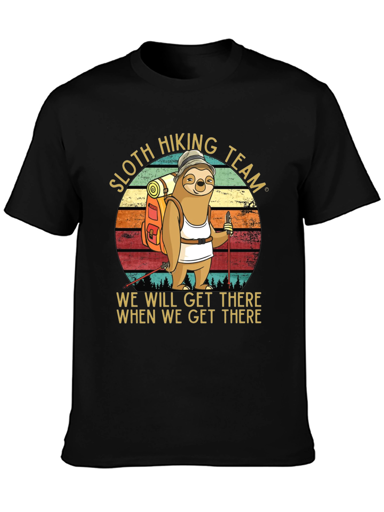 Sloth Hiking Team Graphic T-Shirt