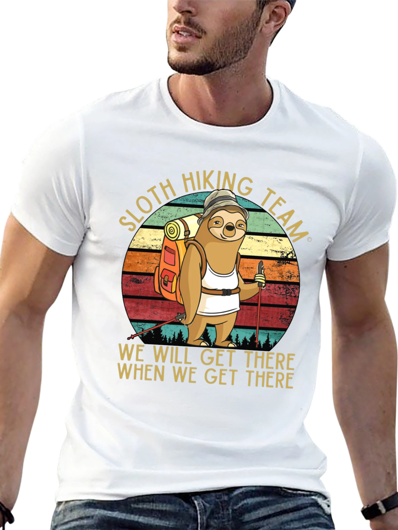 Sloth Hiking Team Graphic T-Shirt