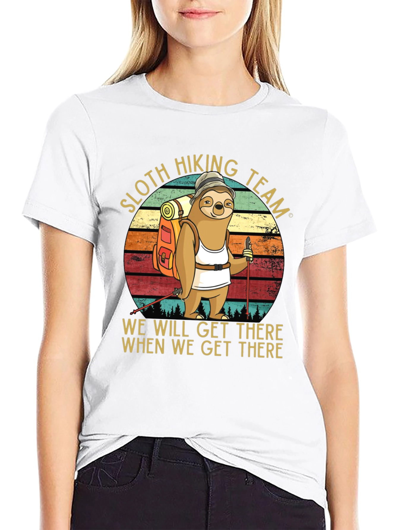 Sloth Hiking Team Graphic T-Shirt